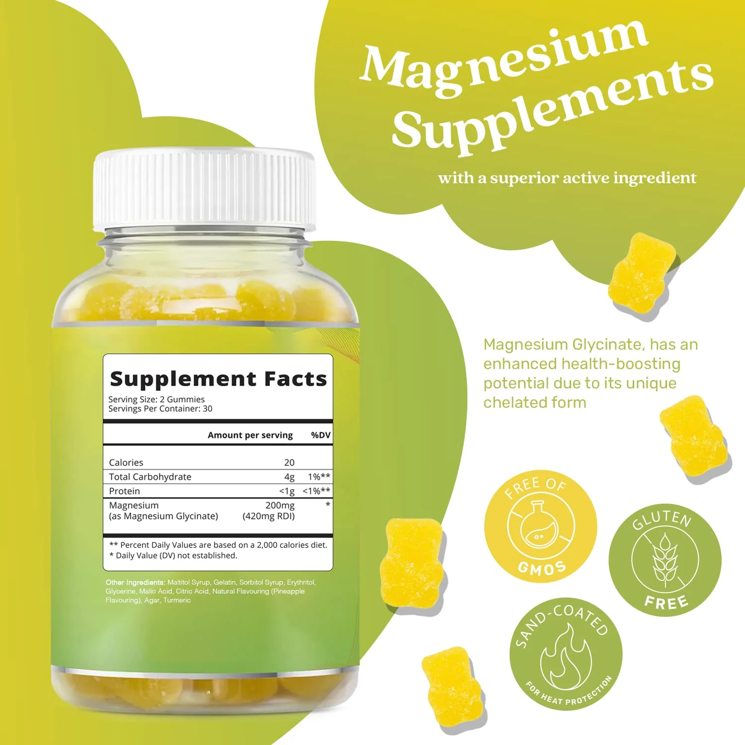 BeLive Magnesium Gummies 200mg - 60 Ct | Magnesium Glycinate Supplements for Relaxation, Stress Relief, and Sleep for Adults & Kids - Tasty and Tangy Pineapple Flavor - Image 8
