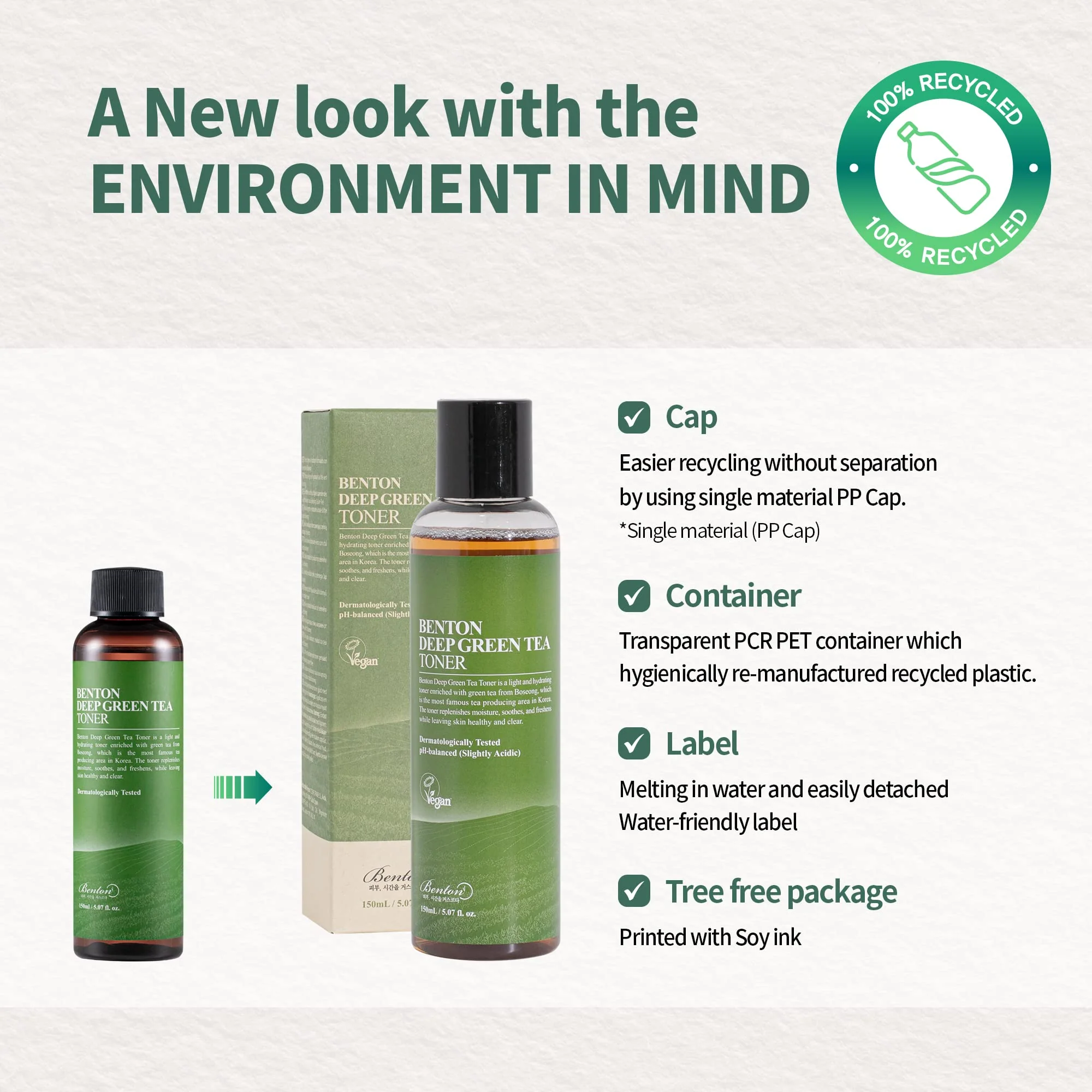 BENTON Deep Green Tea Toner - 150ml (5.07 fl.oz) for Face, Sensitive & Oily Skin - Image 4