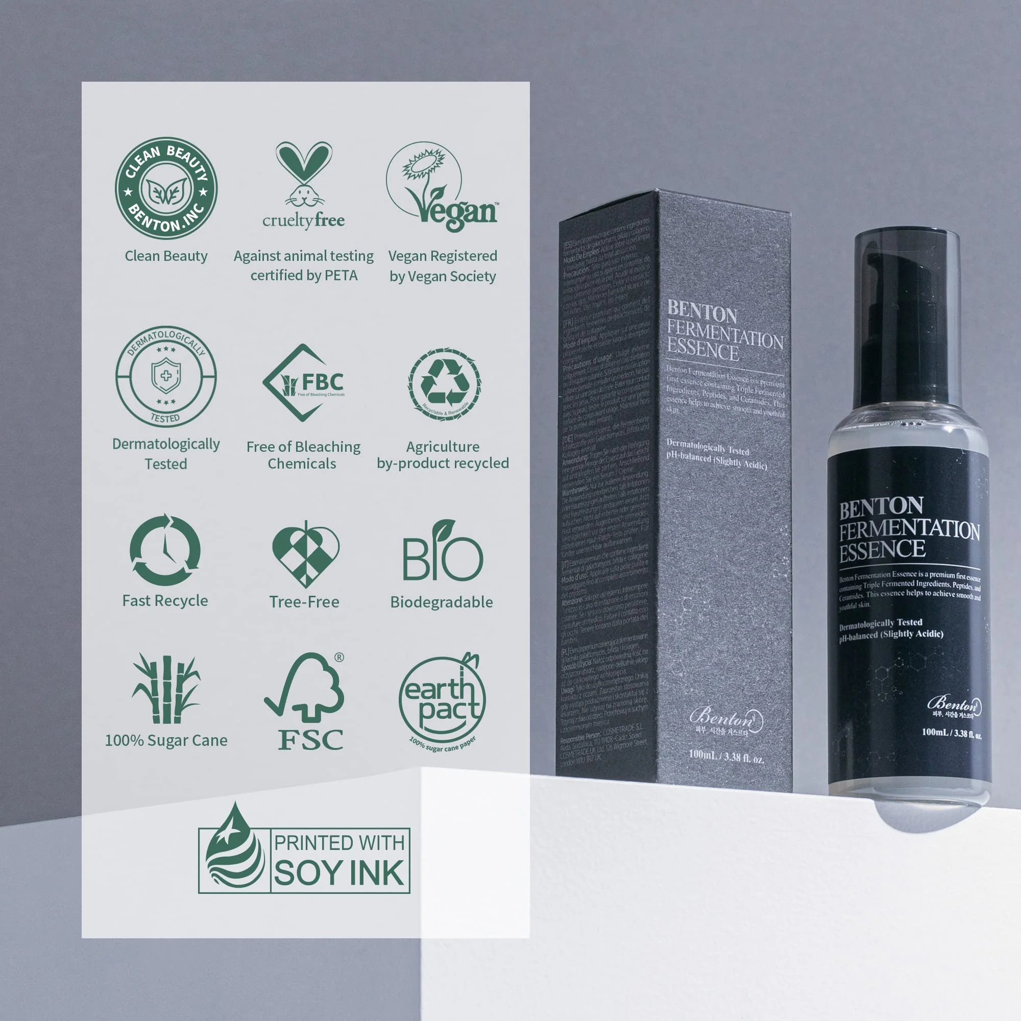BENTON Fermentation Essence Skin Care 3.38 fl.oz. - Galactomyces & Bifida & Lactobacillus/Collagen, Tone Balancing, Smoothing, Elasticity, Korean Clean Beauty Skin Care - Image 2