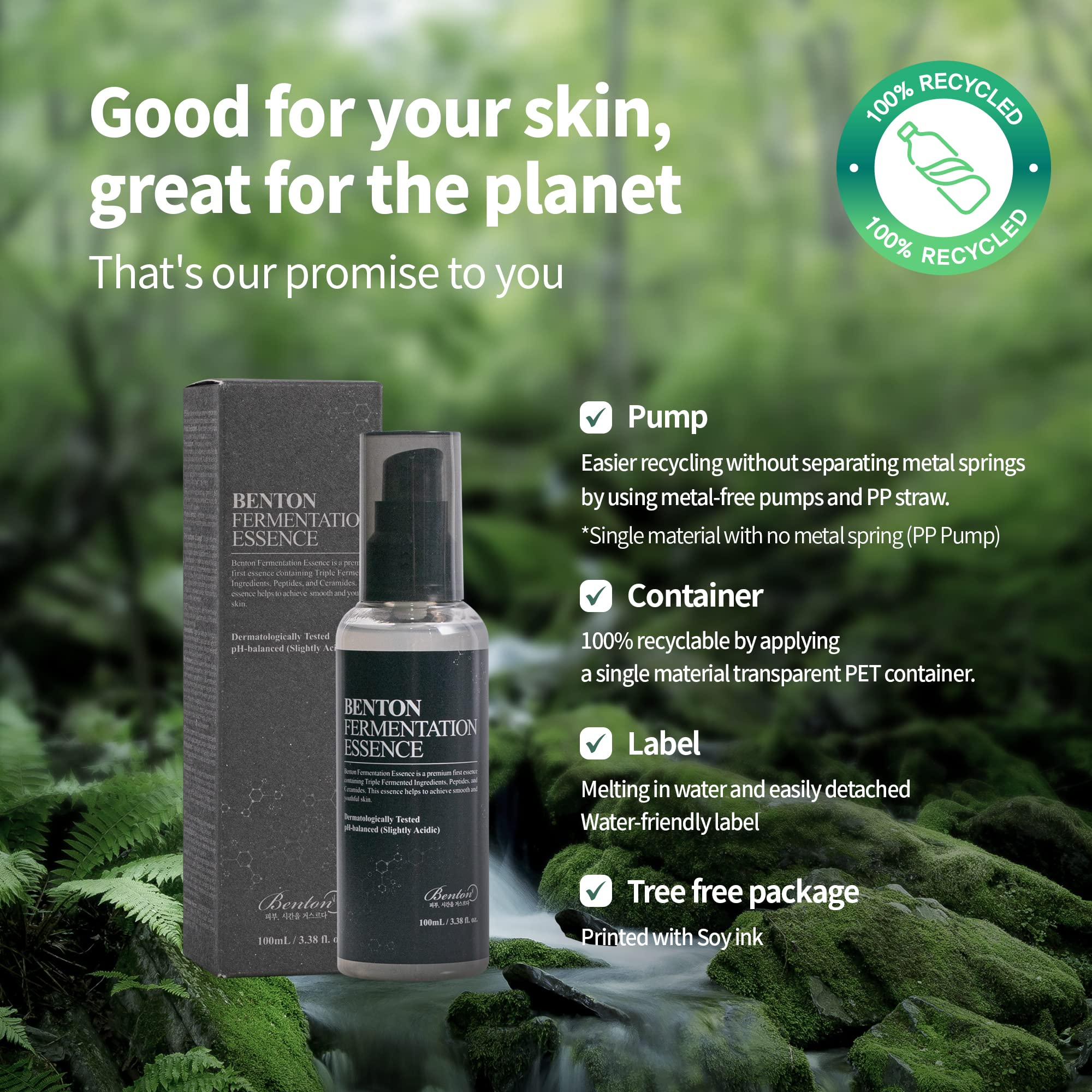 BENTON Fermentation Essence Skin Care 3.38 fl.oz. - Galactomyces & Bifida & Lactobacillus/Collagen, Tone Balancing, Smoothing, Elasticity, Korean Clean Beauty Skin Care - Image 6
