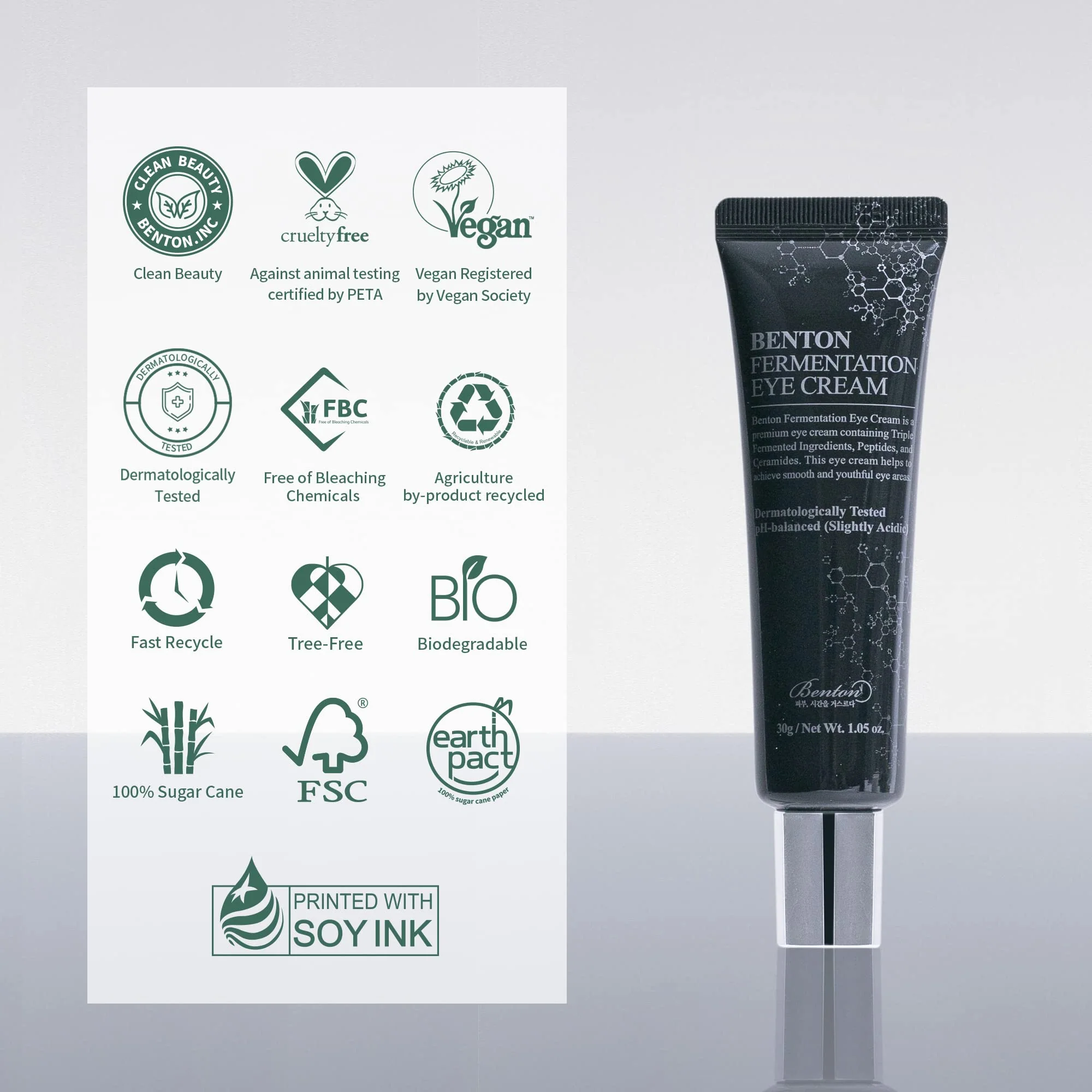 BENTON Fermentation Eye Cream New Version (1.05 oz.) - Galactomyces & Bifida Ferment Anti-Wrinkle Eye Treatment Cream, Dark Circles & Puffiness & Under Eye Bags - Image 2