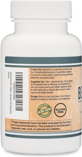 Berberine Supplement 500mg, High Purity 97% HCl, 60 Capsules (Third Party Tested, Non-GMO, Gluten Free, Vegan Safe) AMPK Activator - Berberine HCL for Cardiovascular Health by Double Wood - Image 5