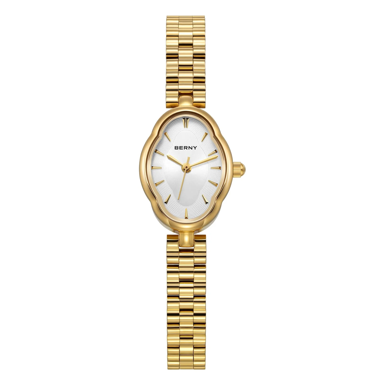 BERNY Gold Watches for Women Dainty Ladies Quartz Watch Vintage Copper Mirrors Shape Japanese Quartz Movement 3ATM Waterproof Fashion Female Wrist Watch Luxury Birthday Gifts-White Dial - Image 2