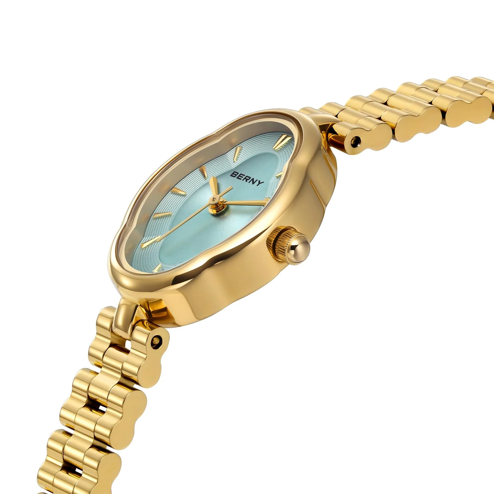 BERNY Gold Watches for Women Dainty Ladies Wristwatch Vintage Copper Mirrors Shape Japanese Quartz Movement 3ATM Waterproof All Stainless Steel Fashion Female Wrist Watch Luxury Birthday Gifts - Image 8