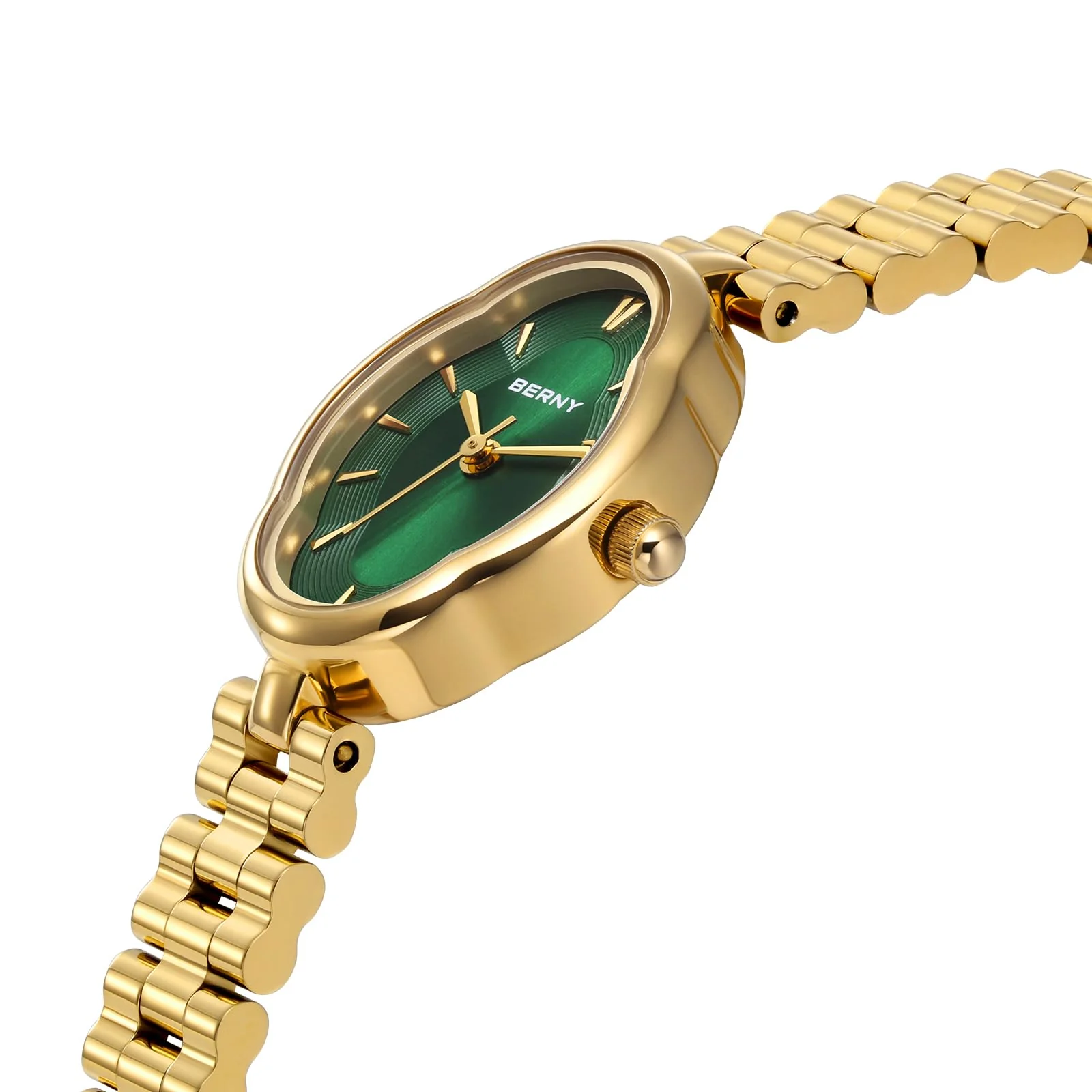 BERNY Gold Watches for Women Dainty Ladies Wristwatch Vintage Copper Mirrors Shape Japanese Quartz Movement 3ATM Waterproof All Stainless Steel Fashion Female Wrist Watch Luxury Birthday Gifts - Image 8