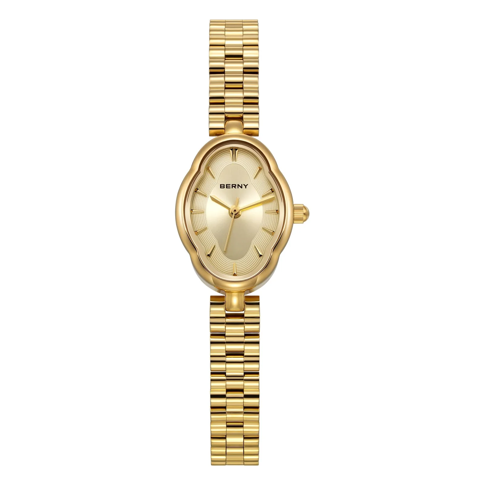 BERNY Gold Watches for Women Dainty Ladies Wristwatch Vintage Copper Mirrors Shape Japanese Quartz Movement 3ATM Waterproof All Stainless Steel Fashion Female Wrist Watch Luxury Birthday Gifts - Image 2