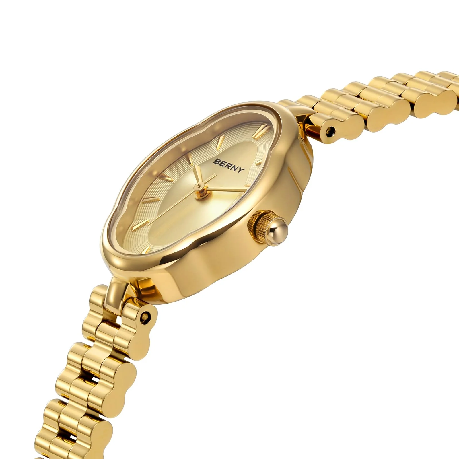 BERNY Gold Watches for Women Dainty Ladies Wristwatch Vintage Copper Mirrors Shape Japanese Quartz Movement 3ATM Waterproof All Stainless Steel Fashion Female Wrist Watch Luxury Birthday Gifts - Image 8
