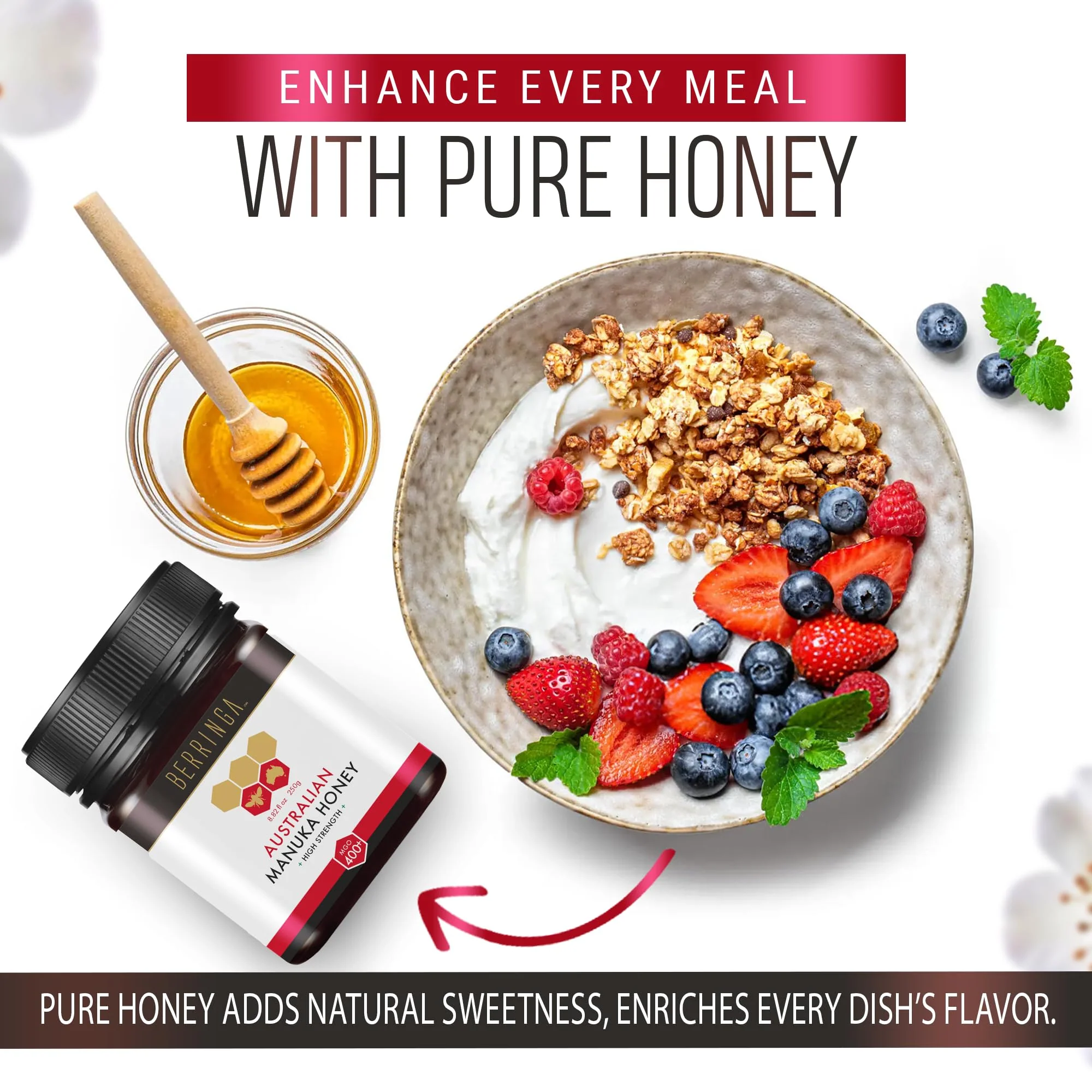 Berringa Manuka Honey Organic MGO 400+ High Strength, Supports General Wellbeing & Digestive Balance - 100% Raw, Pure & Unfiltered, Sustainably Sourced from Australia - (8.82 oz) - Image 8