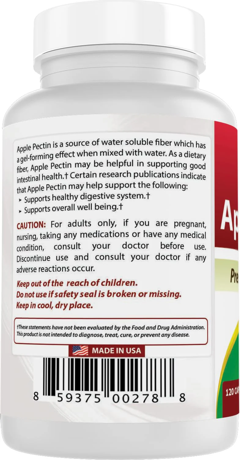 Best Naturals Apple Pectin 700 mg 120 Capsules - Image 3