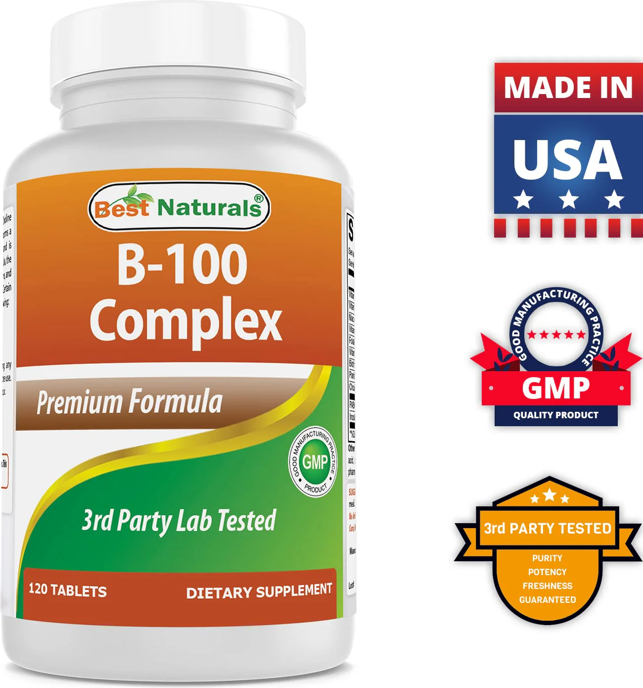 Best Naturals B-100 Complex for adults, 120 Tablets - Image 5
