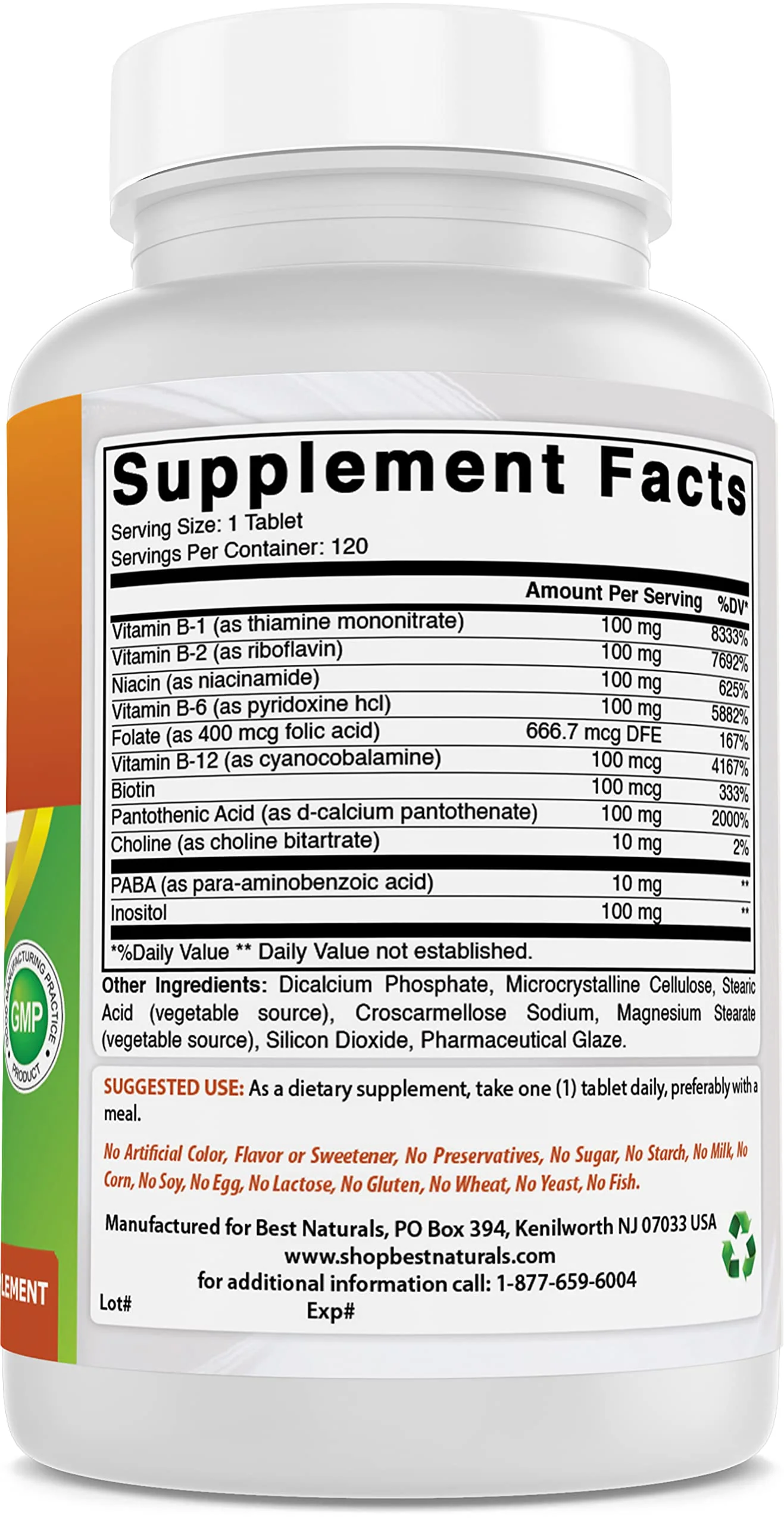 Best Naturals B-100 Complex for adults, 120 Tablets - Image 7
