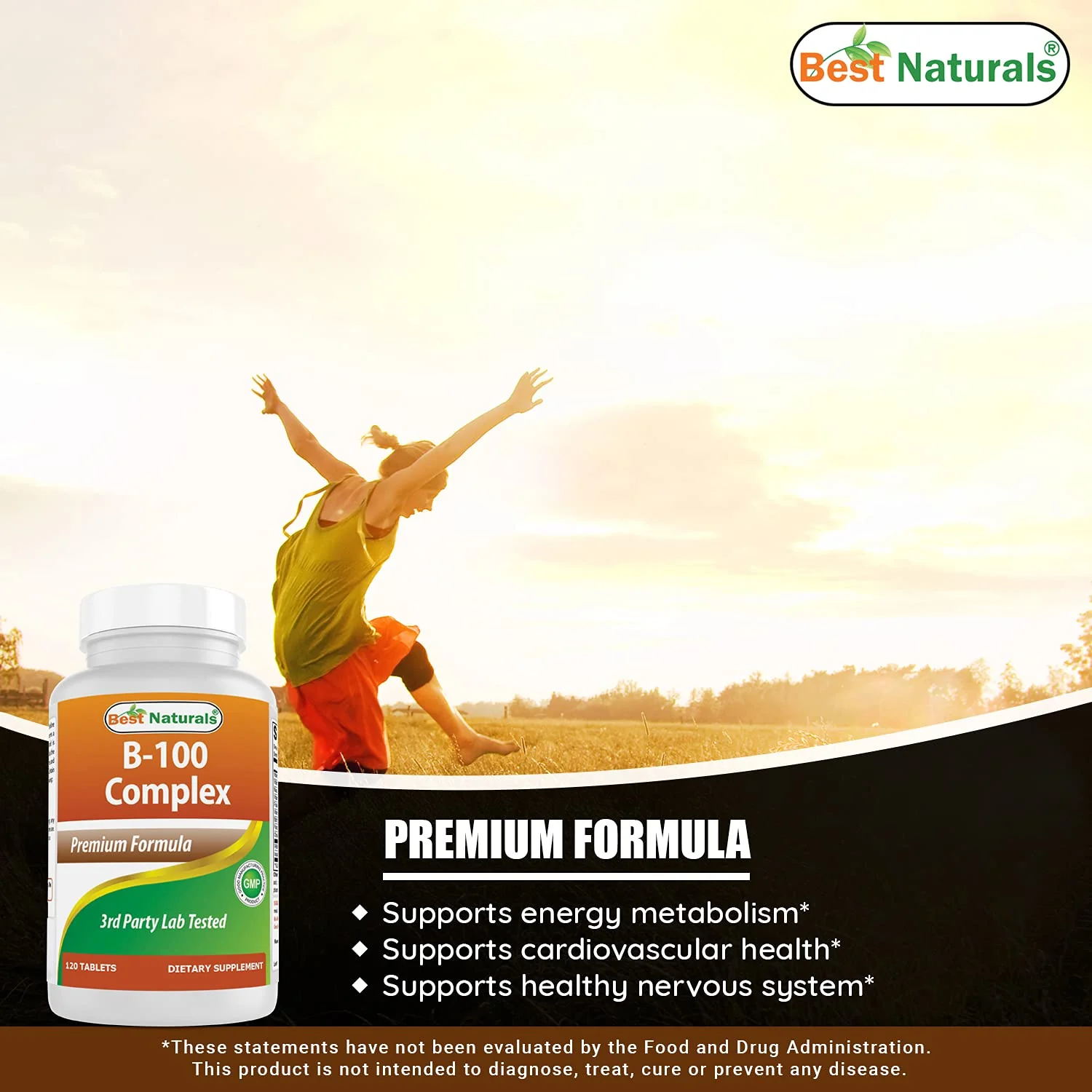Best Naturals B-100 Complex for adults, 120 Tablets - Image 8