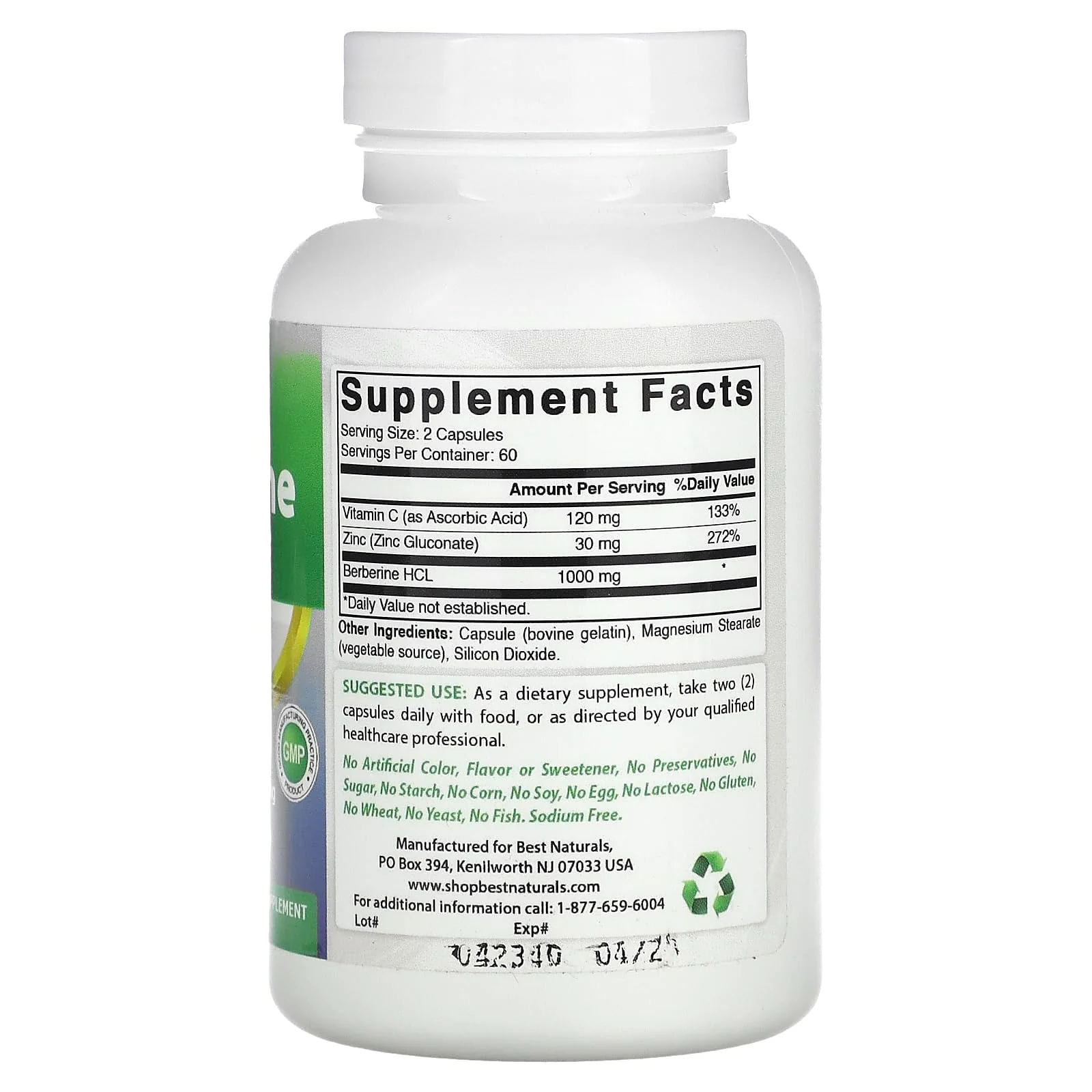 Best Naturals Berberine Plus 1000mg per Serving 120 Capsules - Image 2