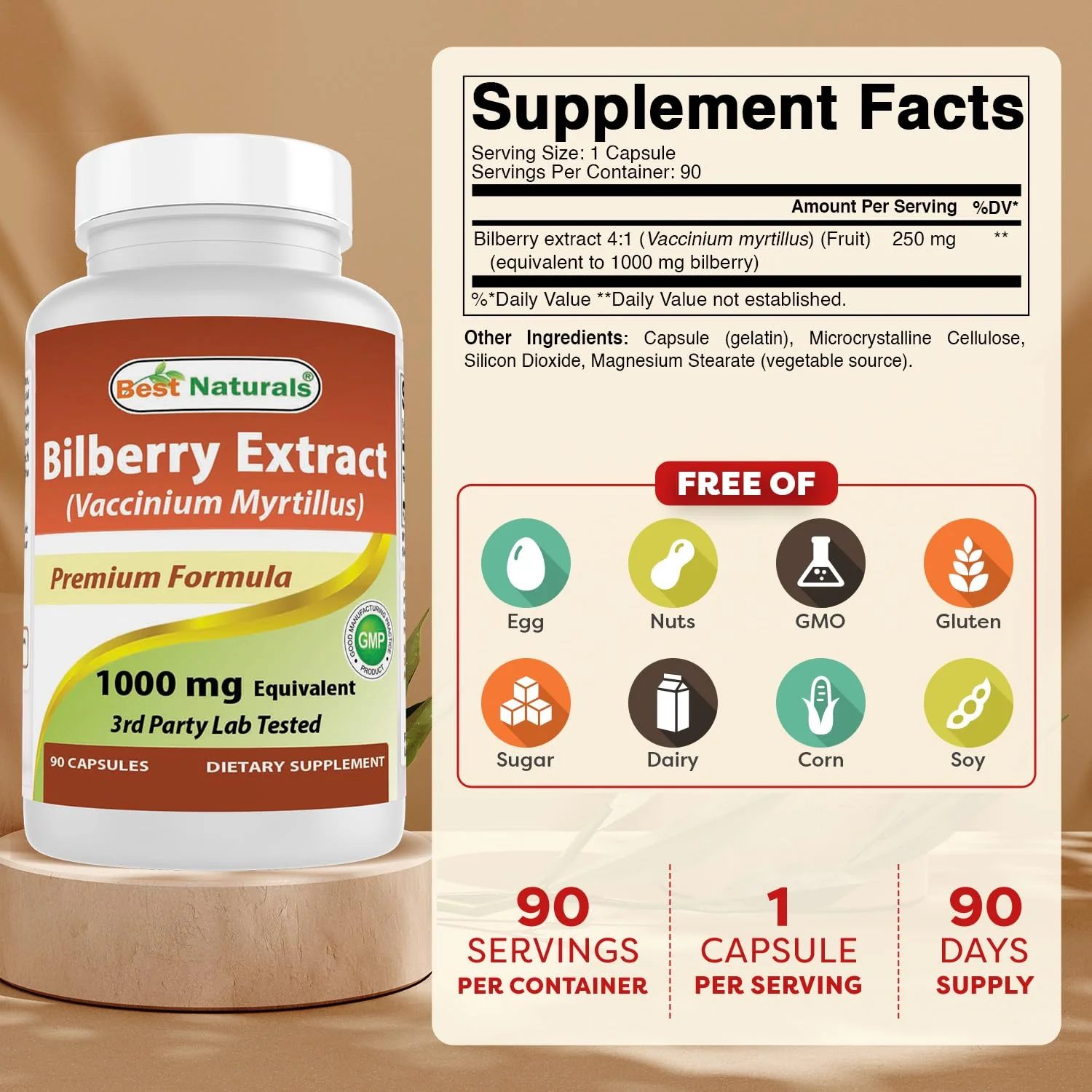 Best Naturals Bilberry Extract 1000mg Capsule (Non-GMO) Supports Healthy Vision, 90 Count - Image 7