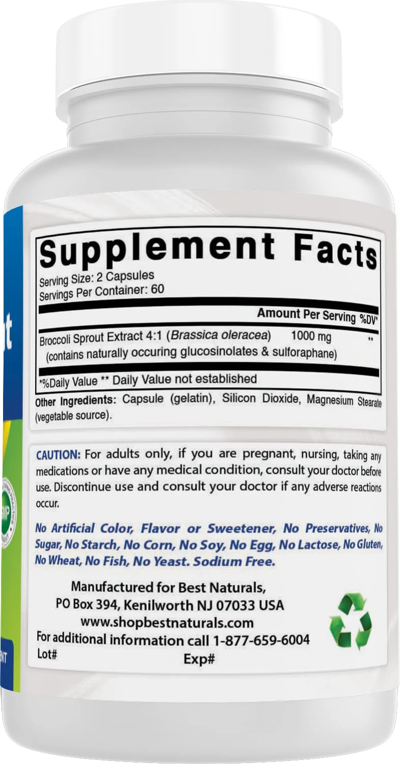 Best Naturals Broccoli Sprouts Extract, 1000 mg, 120 Count - Image 3