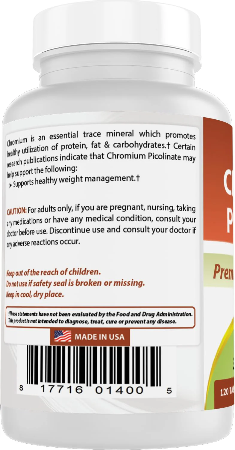 Best Naturals Chromium Picolinate 1000 mcg 120 Tablets - Image 3