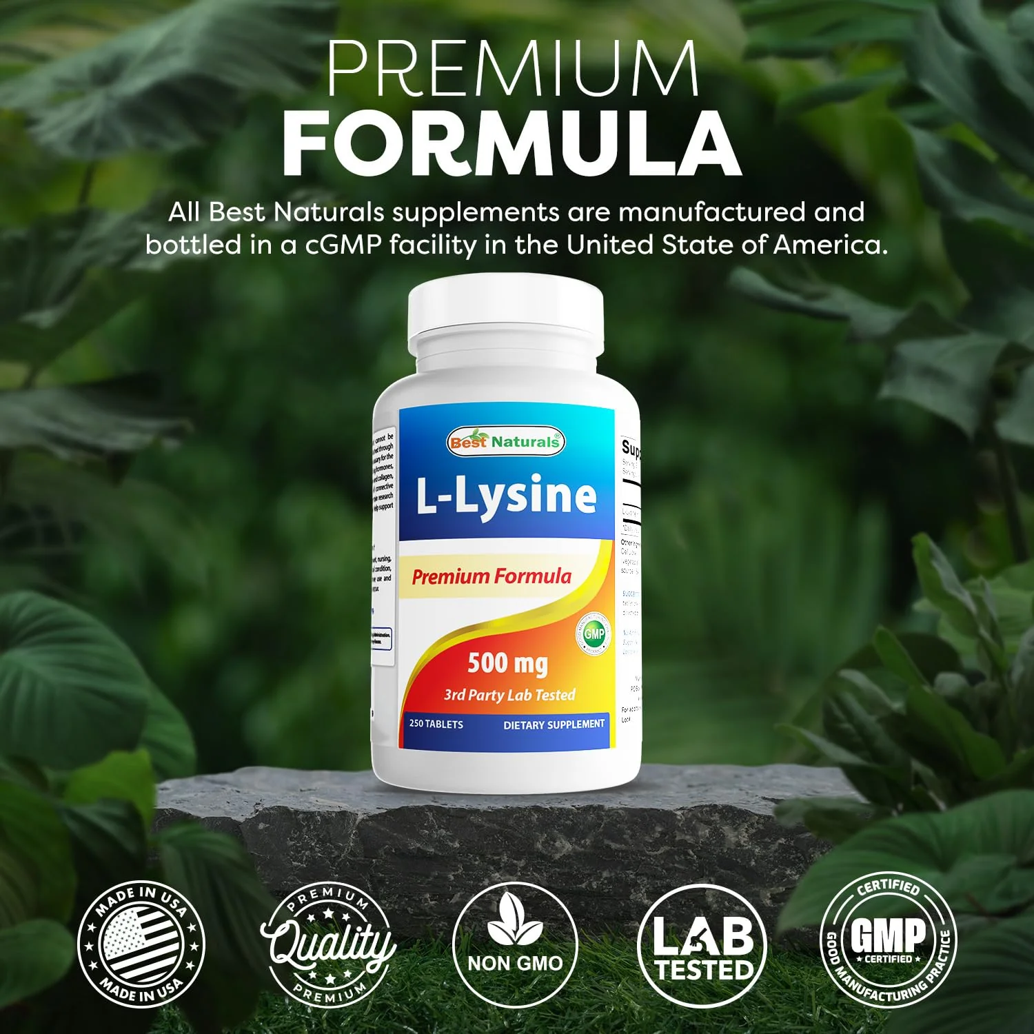 Best Naturals L-Lysine 500 mg 250 Tablets - Image 6