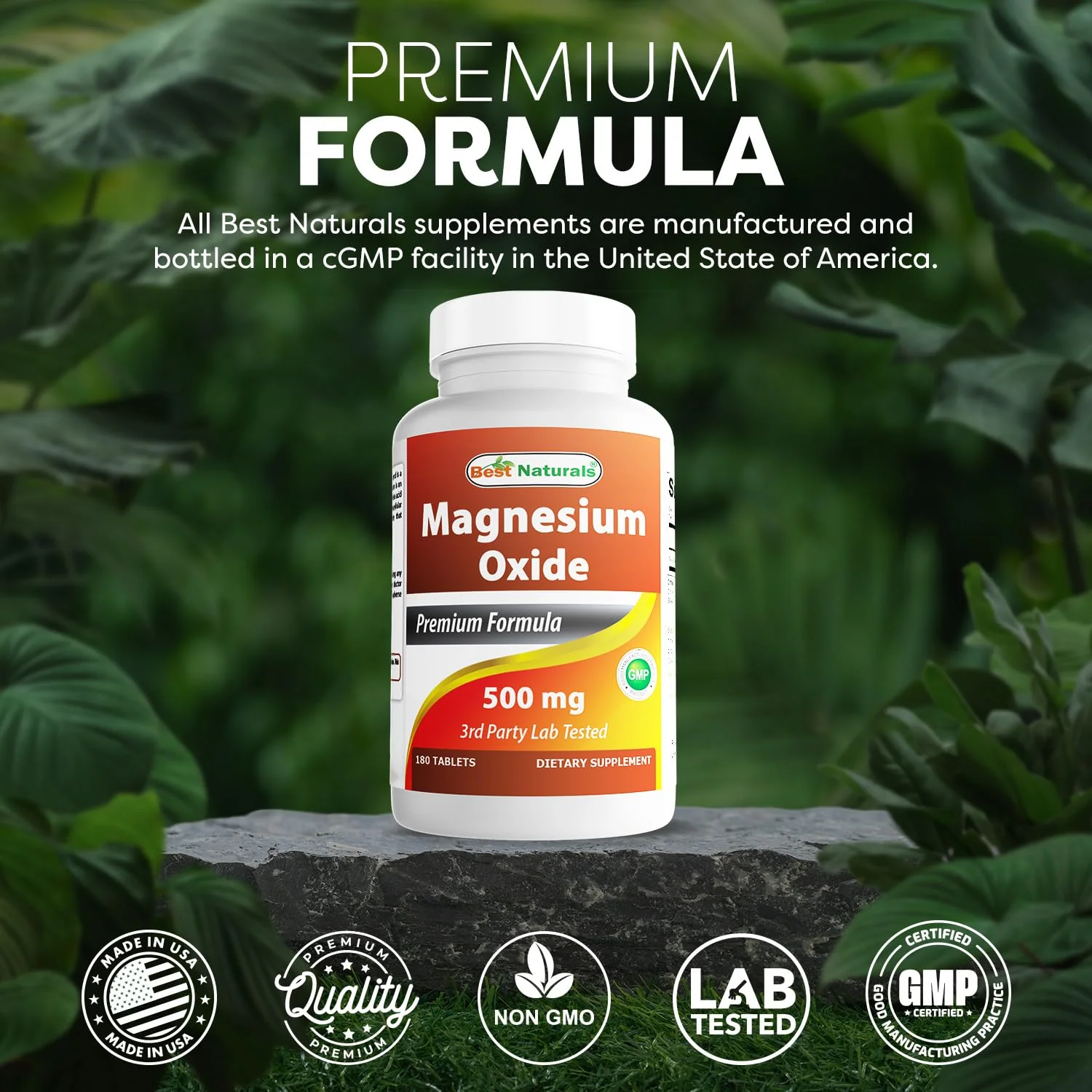 Best Naturals Magnesium oxide 500 mg 180 tablets - Image 4