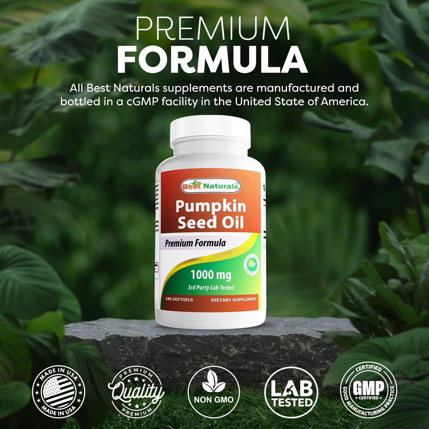 Best Naturals Pumpkin Seed Oil Bladder Control 1000 mg 180 Softgels - Image 5