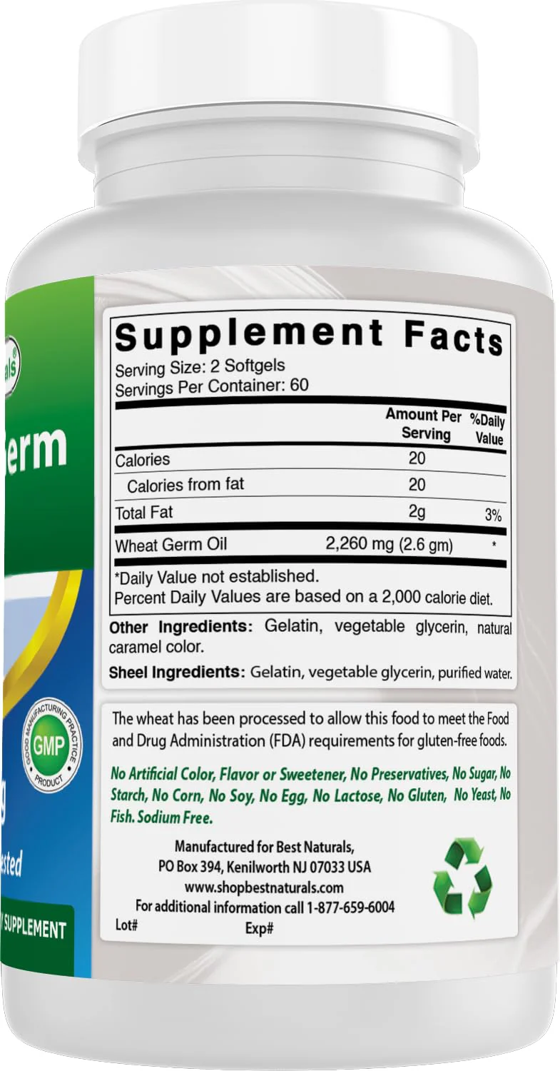 Best Naturals Wheat Germ Oil 1130 mg 120 Softgels - Image 3