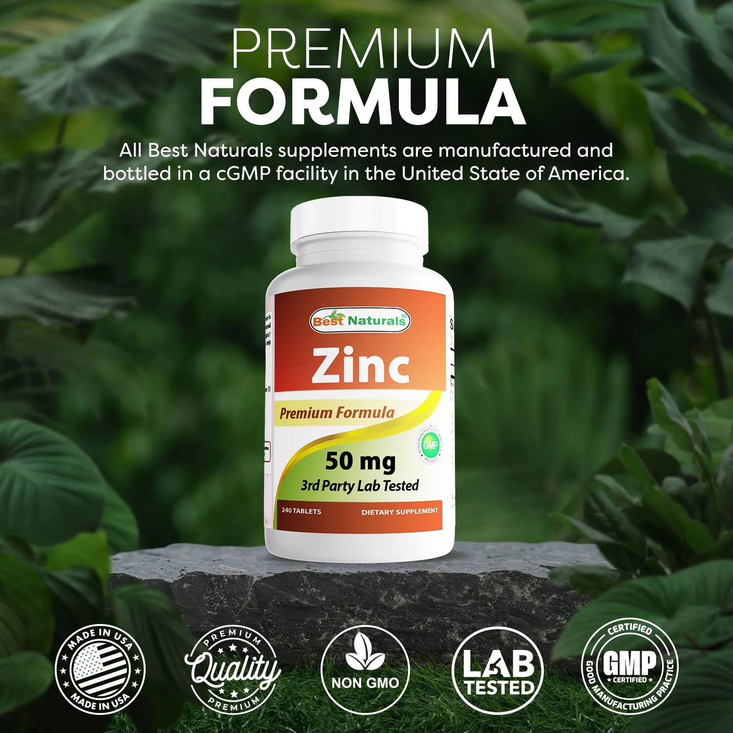 Best Naturals Zinc Supplement as Zinc Gluconate 50mg 240 Tablets - Immune Support - Image 4