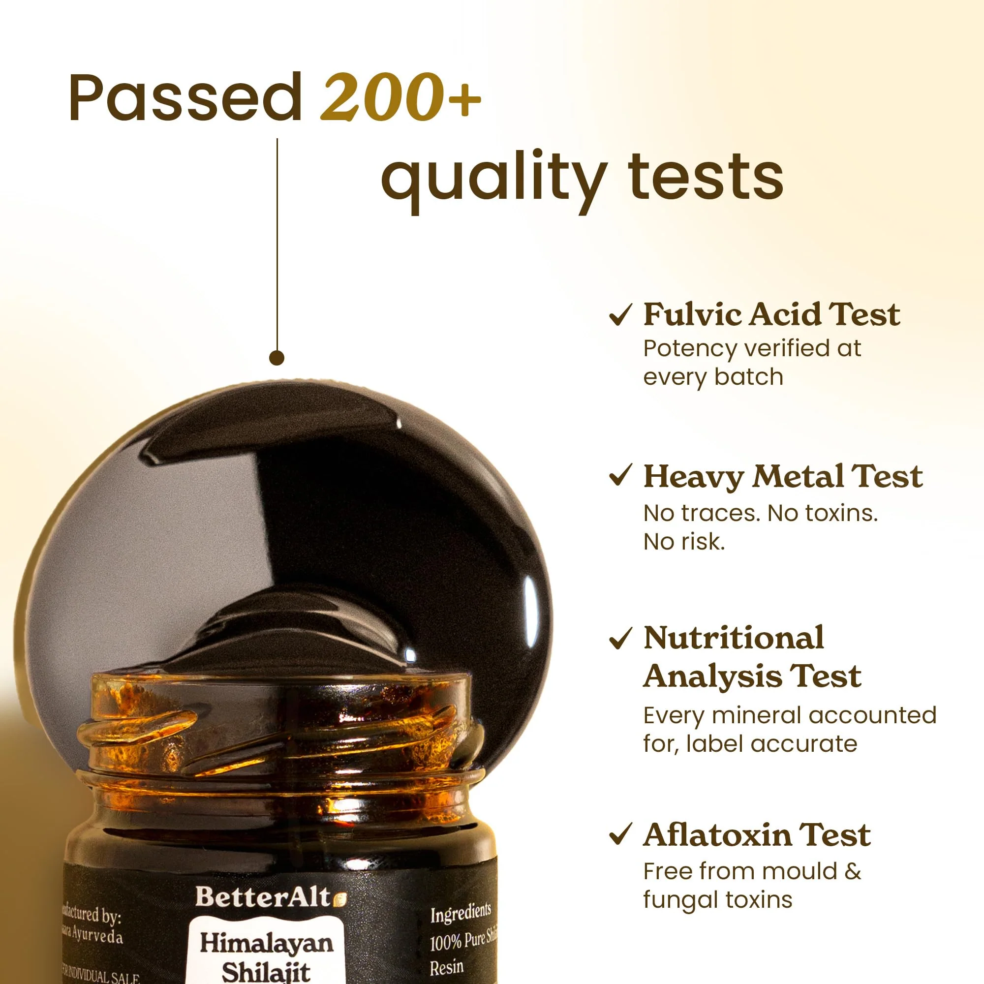 Better Alt Pure Himalayan Shilajit Resin Pack of 1 High Potency Gold Grade 75 Servings for Energy Boost & Immune Support, 85+ Trace Minerals, 75%+ Fulvic Acid, with Lab Test Report,400 mg - Image 6