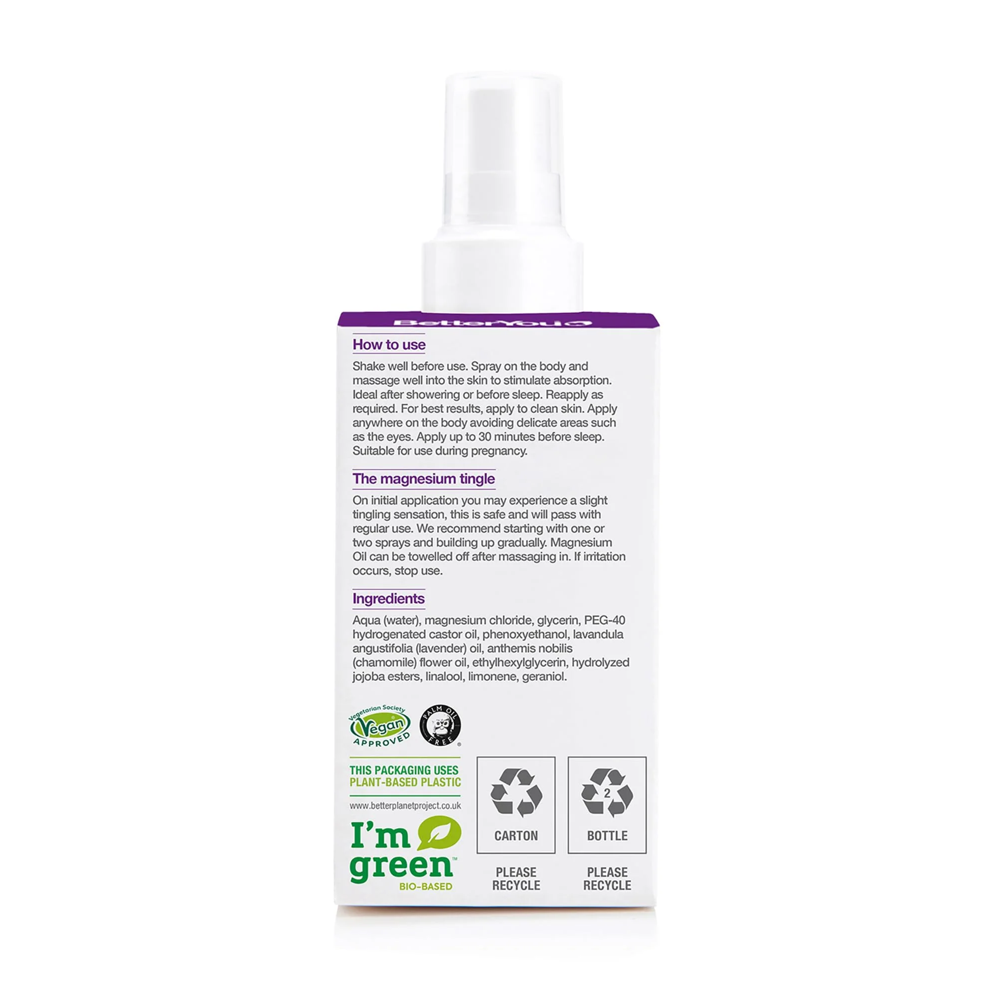 BetterYou Magnesium Muscle Body Spray - Relaxing Topical Magnesium and Essential Oil Spray - Lavender and Chamomile - Promotes Better Sleep - 3.38 oz - Image 4