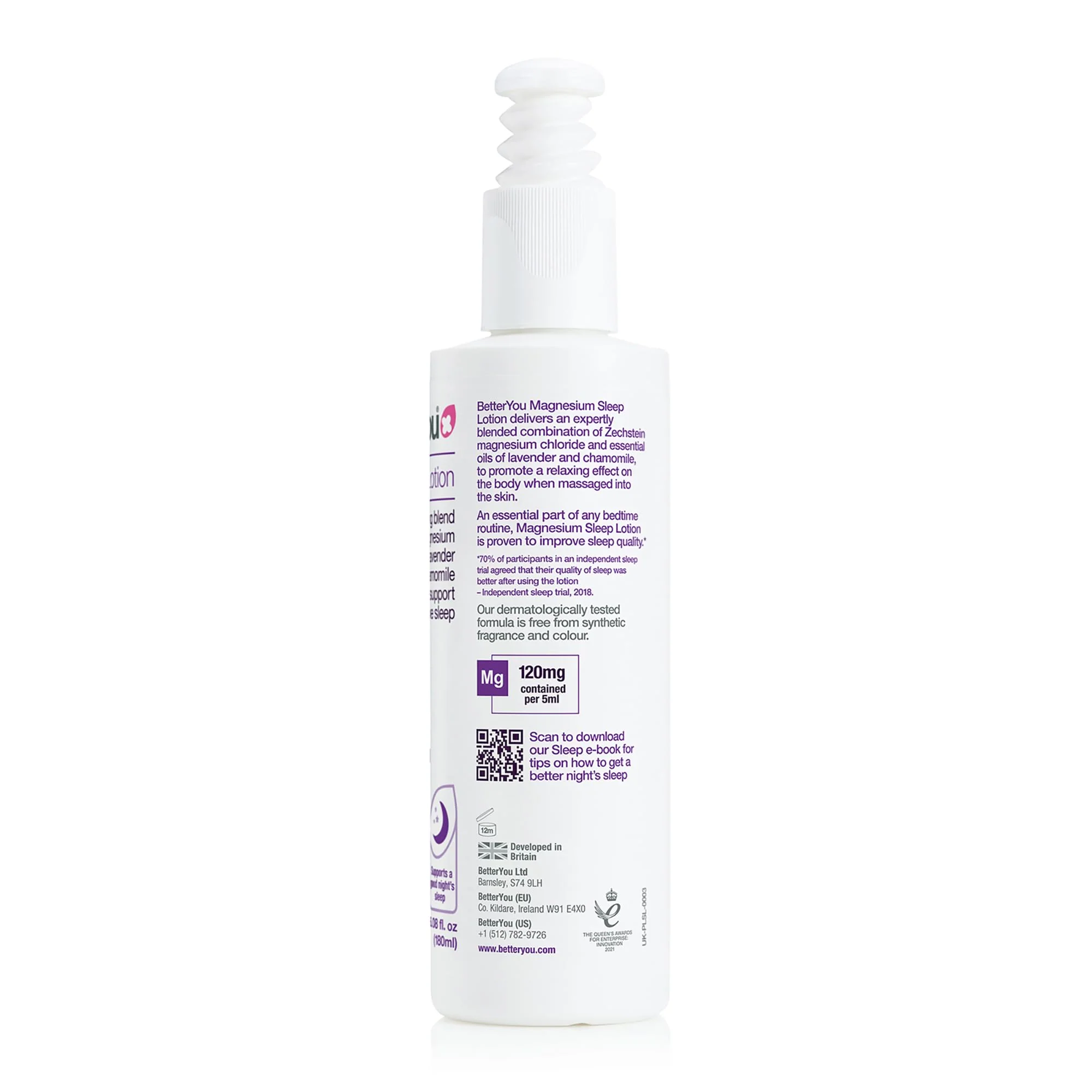 BetterYou Magnesium Sleep Body Lotion - Relaxing Body Lotion - Magnesium Body Cream with Lavender and Chamomile Blend - Sore Muscle Relief - 6.08 oz - Image 7