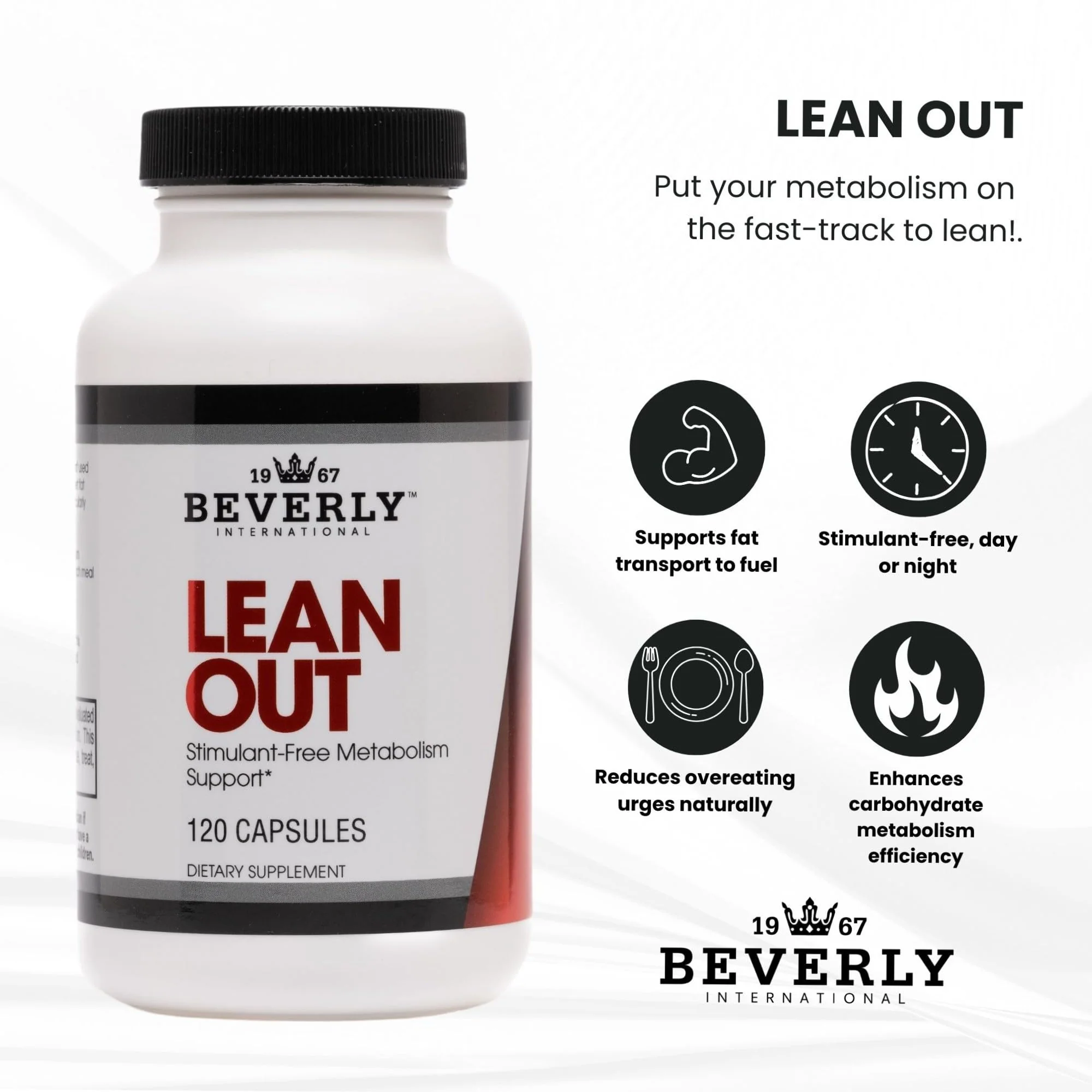 Beverly International Lean Out 120 caps. Fat Burner with Metabolic Support. Lipotropics. Choline, Carnitine, Chromium. Stimulant-Free Belly Fat Burner. Get Leaner. Use AM & PM, Stackable Diet Pills. - Image 5