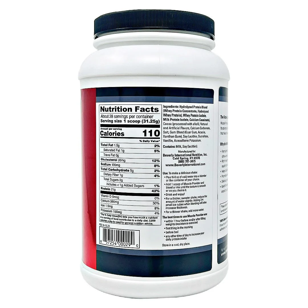 Beverly International Muscle Provider, 28 Servings, Chocolate. Super-Fast-Absorbing Whey Protein Powder for Recovery, Lean Muscle. Fills Your Muscles, not Your Stomach. Tastes Like ice Cream - Image 9