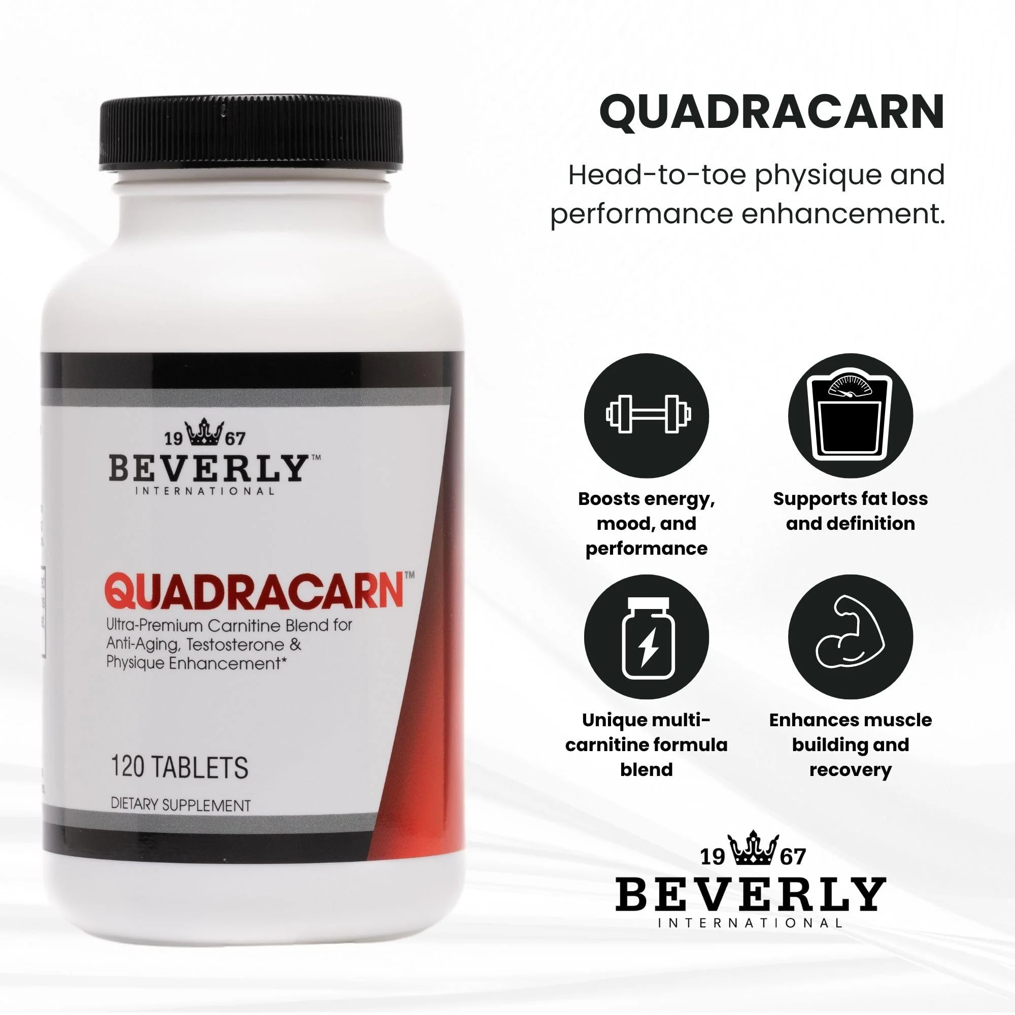 Beverly International Quadracarn 4X-Potency, Lab Tested Ultra-Premium Carnitine Blend for Fat Loss, Muscle Definition, Metabolism, Mood, Energy Boost, Anti-Aging, Brain Function. 120 Tablets. - Image 5
