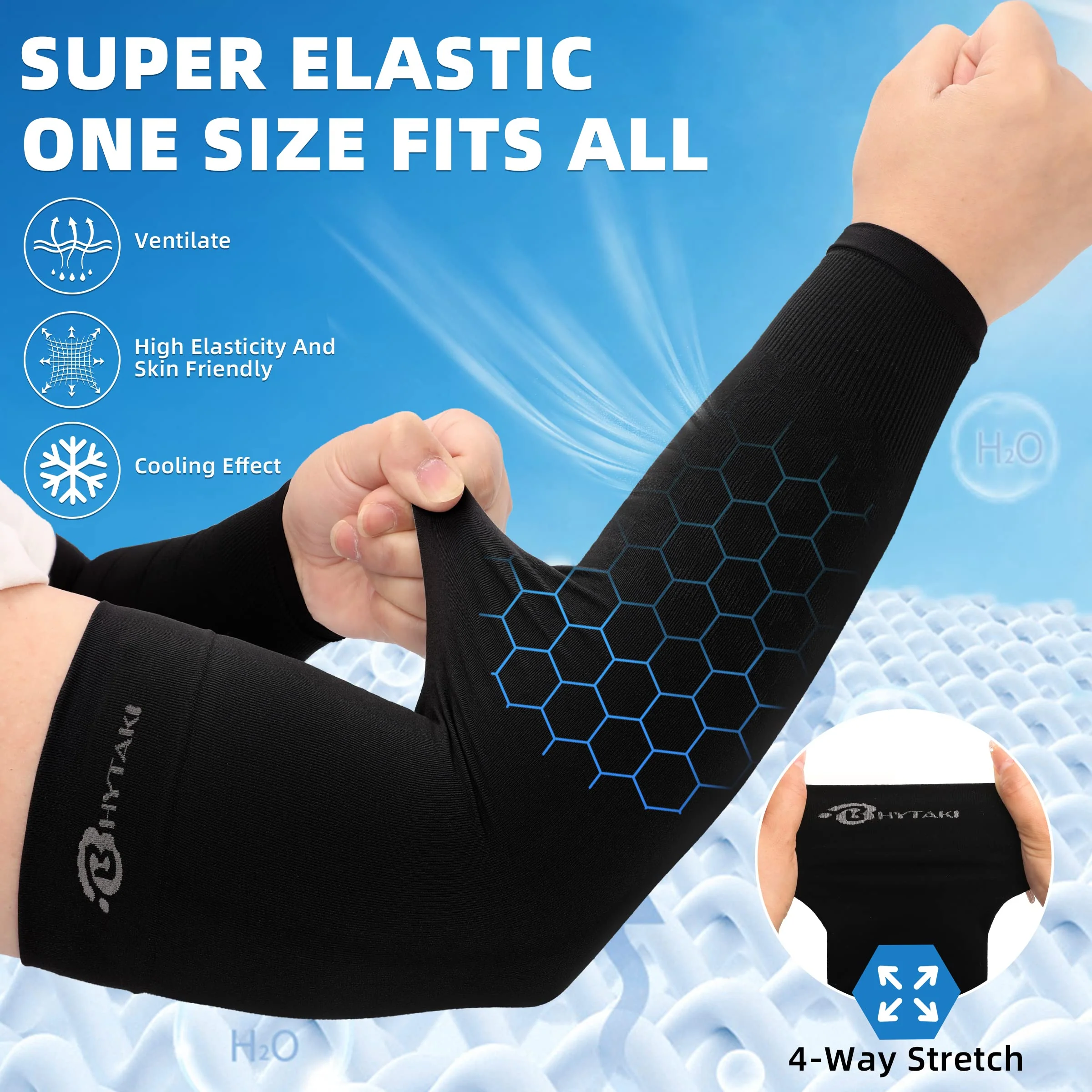 BHYTAKI 6 Pairs UV Sun Protection Arm Sleeves, UPF 50 Sports Cooling Arm Compression Sleeves for Men Women Teenager - Image 6