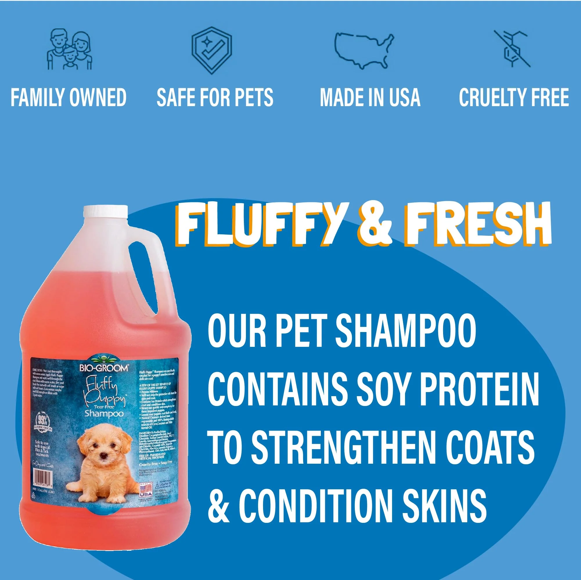 Bio-Groom Fluffy Puppy Tear-Free Shampoo – Dog Bathing Supplies, Puppy Shampoo, Cat & Dog Grooming Supplies for Sensitive Skin, Cruelty-Free, Made in USA, Tearless Dog Products – 12 fl oz 1-Pack - Image 6