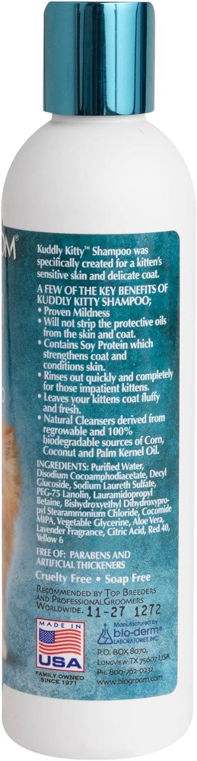 Bio-Groom Kuddly Kitty Shampoo - Tearless, Gentle Kitten Shampoo, Soap-Free, Cat Bathing Supplies, Quick Rinse, Cat & Kitten Grooming Supplies, Cruelty-Free, Made in USA - 8 fl oz 1-Pack - Image 3