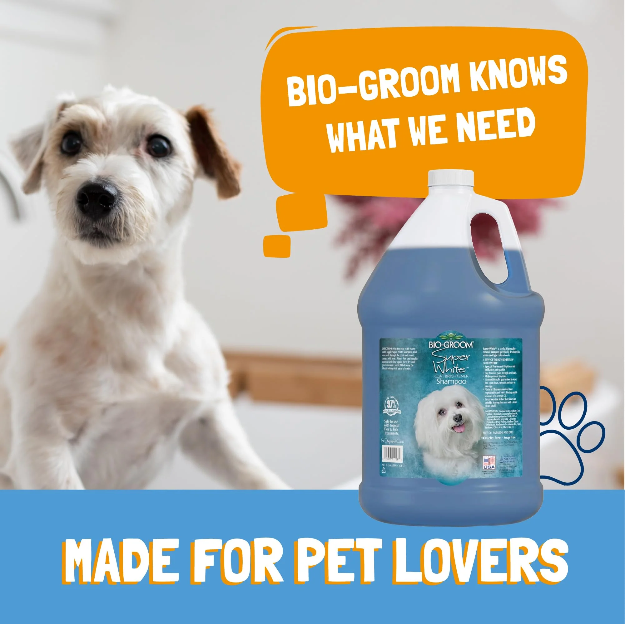 Bio-Groom Super Whitening Dog Shampoo - Whitening Pet Shampoo, Dog Bathing Supplies, Puppy Wash, Grooming Supplies, Cruelty-Free - 1 Gallon - Image 5