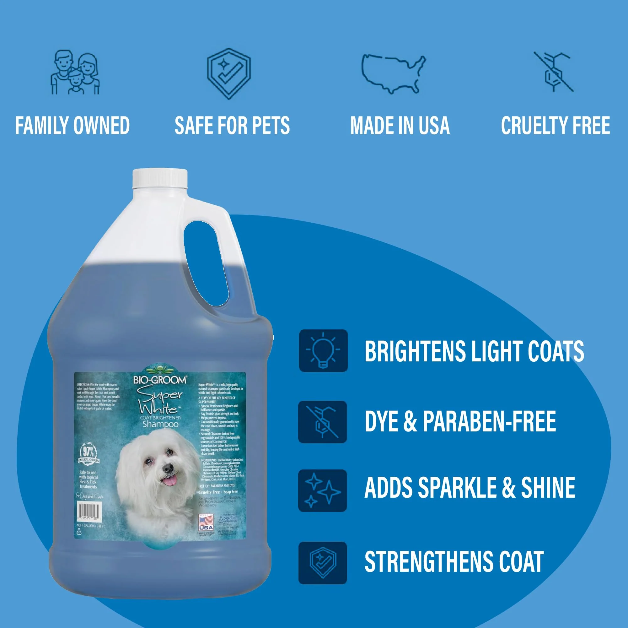 Bio-Groom Super Whitening Dog Shampoo - Whitening Pet Shampoo, Dog Bathing Supplies, Puppy Wash, Grooming Supplies, Cruelty-Free - 1 Gallon - Image 6