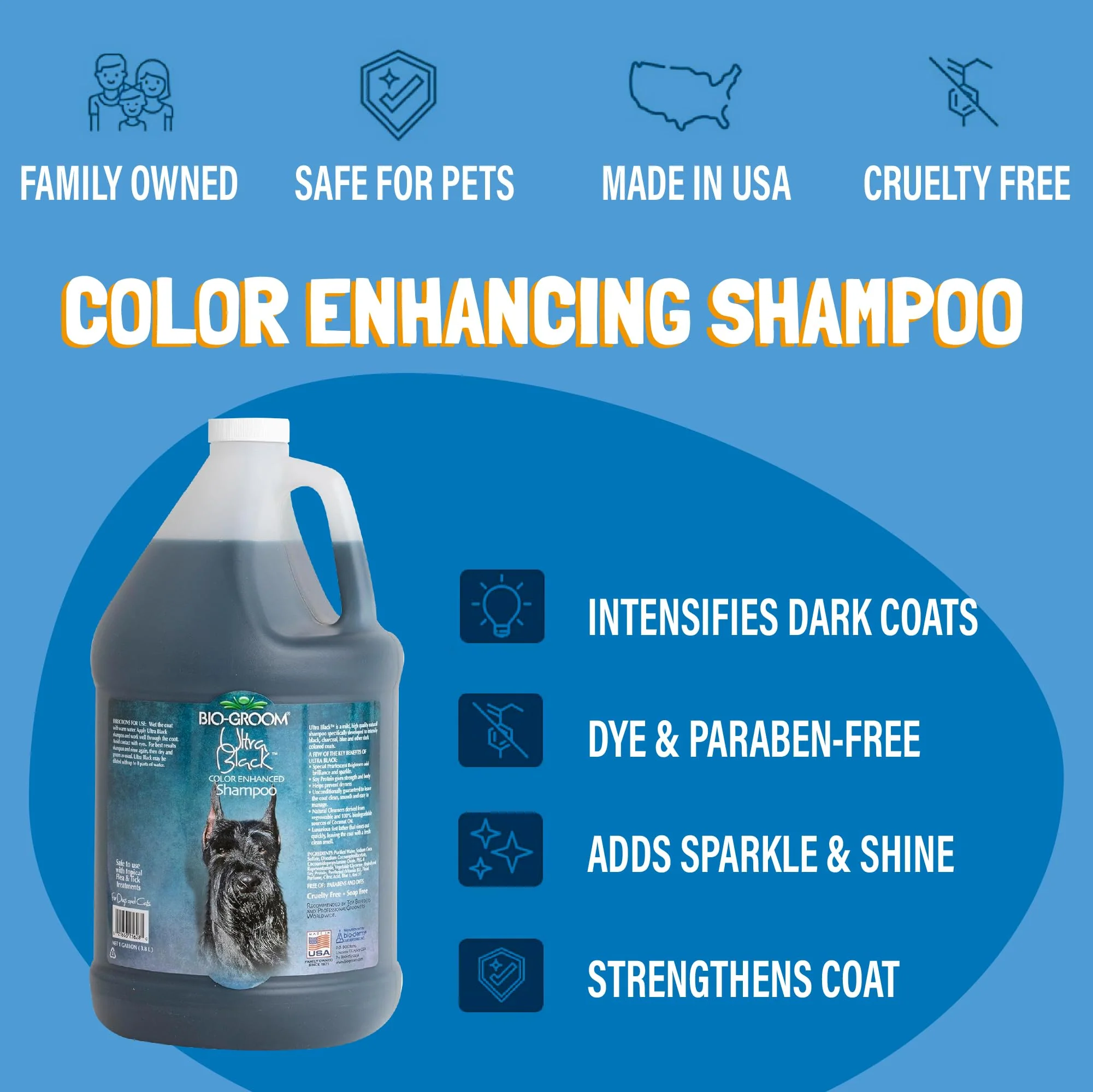 Bio-Groom Ultra-Black Dog Shampoo - Color Enhancing Pet Shampoo, Dog Bathing Supplies, Puppy Wash, Grooming Supplies, Cruelty-Free, Made in USA, Coat Brightener - 1 Gallon - Image 7
