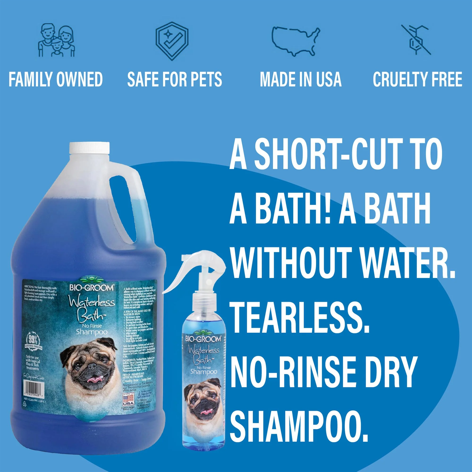 Bio-Groom Waterless Dog Shampoo - Tearless, No-Rinse, Dog Bathing Supplies, Puppy Wash, Cat & Dog Grooming Supplies, Cruelty-Free, Made in USA, Dry Shampoo Spray, Dog Products - 8 fl oz 1-Pack - Image 6