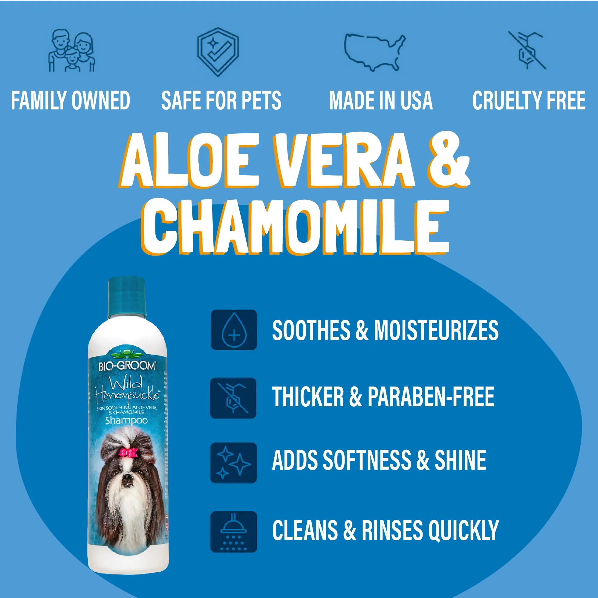 Bio-Groom Wild Honeysuckle Dog Shampoo - Natural Scent Pet Shampoo, Aloe Vera, Chamomile, Cat & Dog Bathing Supplies, Puppy Wash, Cruelty-Free, Made in USA, Quick Rinse Cat Shampoo - 12 fl oz 1-Pack - Image 4