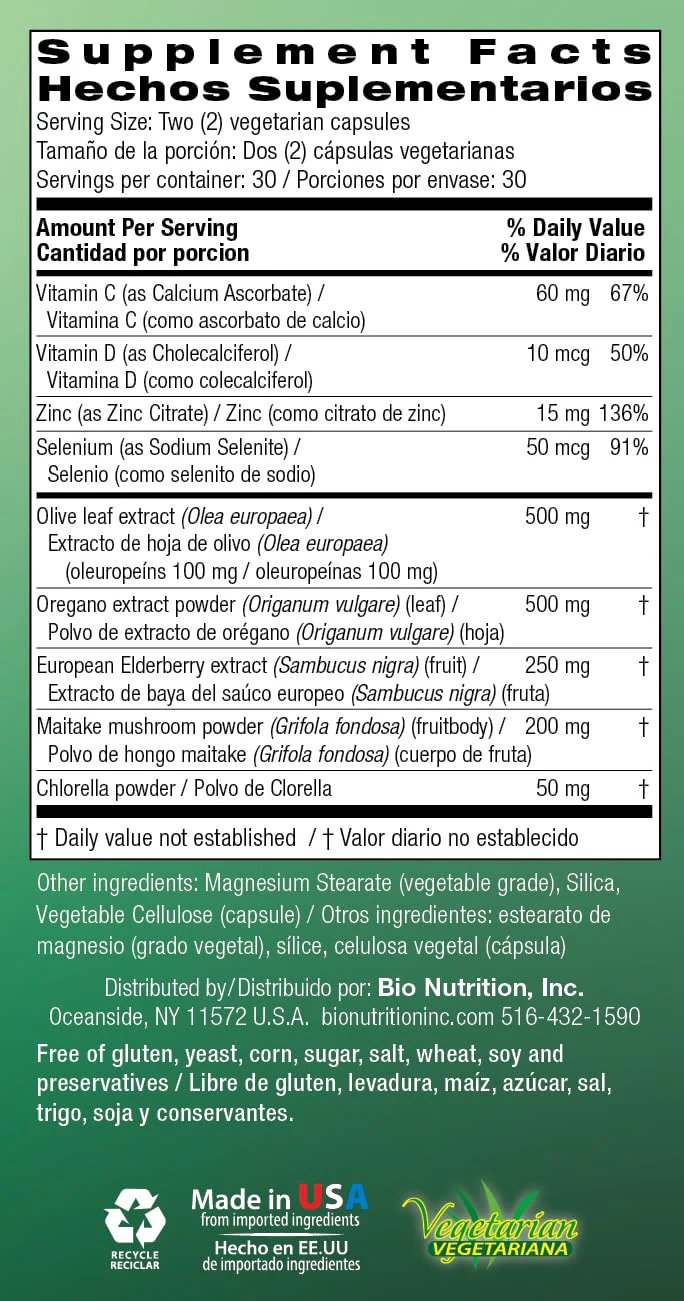 Bio Nutrition Immune Wellness, Olive Leaf & Oregano, 60 Vegetarian Capsules - Image 7