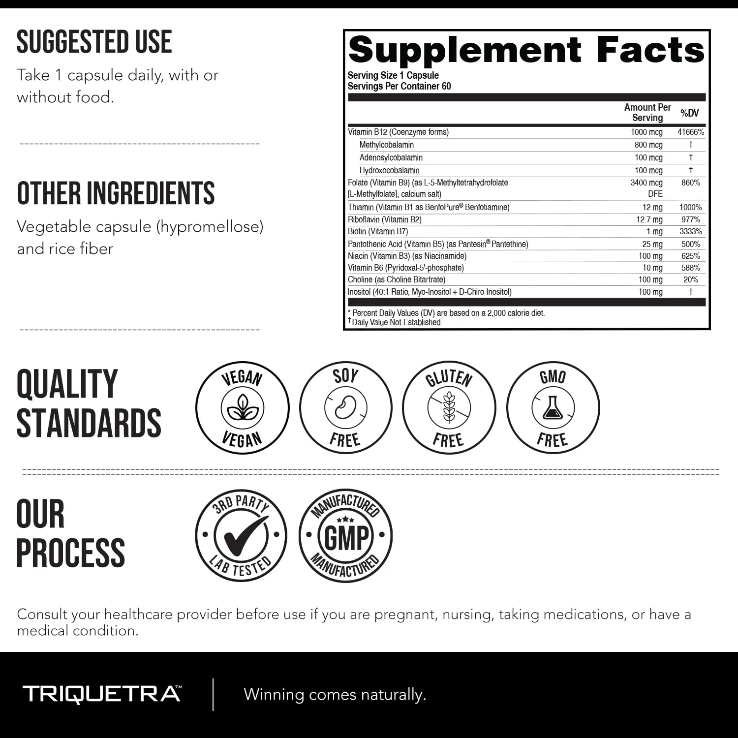 BioActive Vitamin B Complex - Blood Stream Ready, Methylated B Complex - Featuring Methylfolate, 3 BioActive Forms of B12, BenfoPure® B1 & Pantesin® B5 - 12 B Vitamins in Clinical Doses - 60 Servings - Image 2