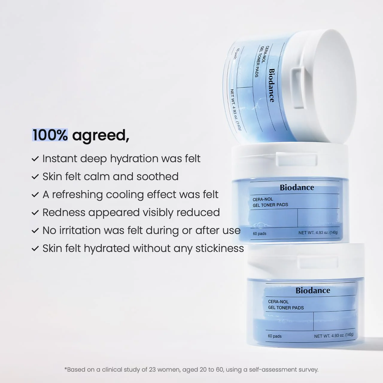 Biodance Cera-NOL Gel Toner Pads, Deep Hydrating & Soothing Toner Pads for Sensitive Skin, Redness Reducing, Mositurizing, Pre-Soaked Pads, Korean Skin Careㅣ4.93 fl.oz.(140g)*60Pads - Image 7