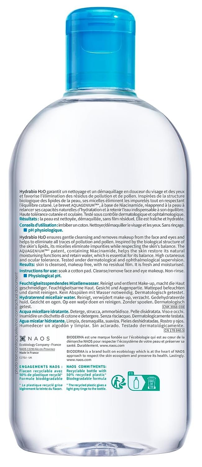 Bioderma - Hydrabio H2O - Micellar Water - Cleansing and Make-Up Removing - for Dehydrated Sensitive Skin , 16.91 Fl Oz (Pack of 1) - Image 9