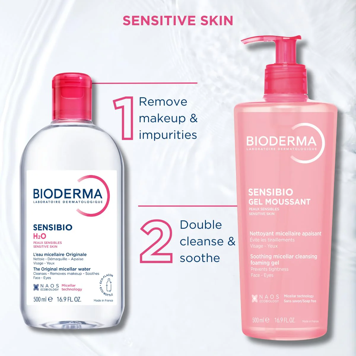 Bioderma Sensibio H2O Micellar Water, Makeup Remover Cleanser, Gentle for Skin, Fragrance-Free & Alcohol-Free, Gentle Face Cleanser for Sensitive Skin, 16.9 Fl Oz - Image 4