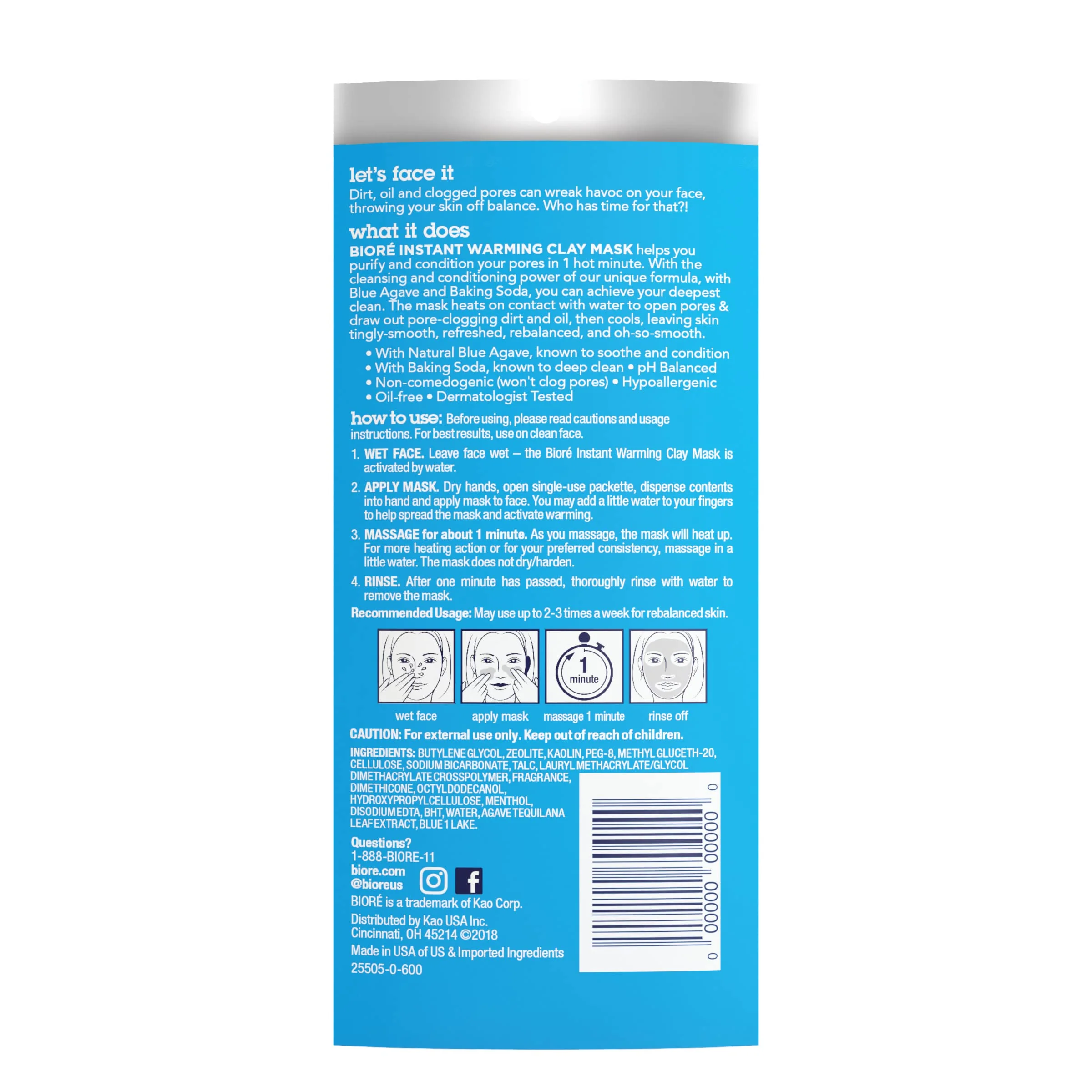 Bioré Blue Agave & Baking Soda Whipped Nourishing Detox Mask, 4 Ounces, Dermatologist Tested, Non-Comedogenic, Oil Free - Image 2