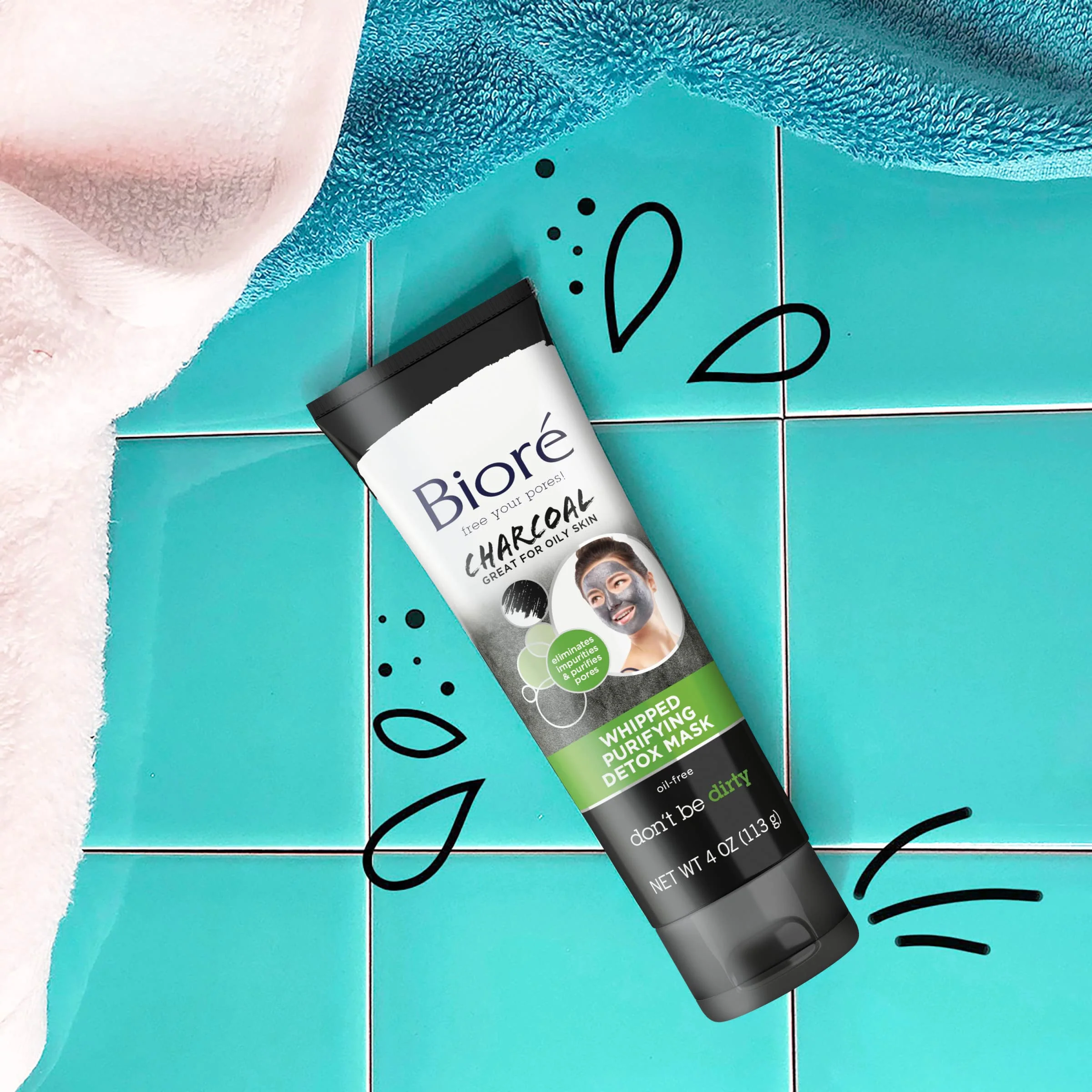 Bioré Charcoal Whipped Purifying Detox Mask, with Natural Charcoal, Deep Pore Cleansing, 4 Ounce, Dermatologist Tested, Non-Comedogenic, Oil Free - Image 5