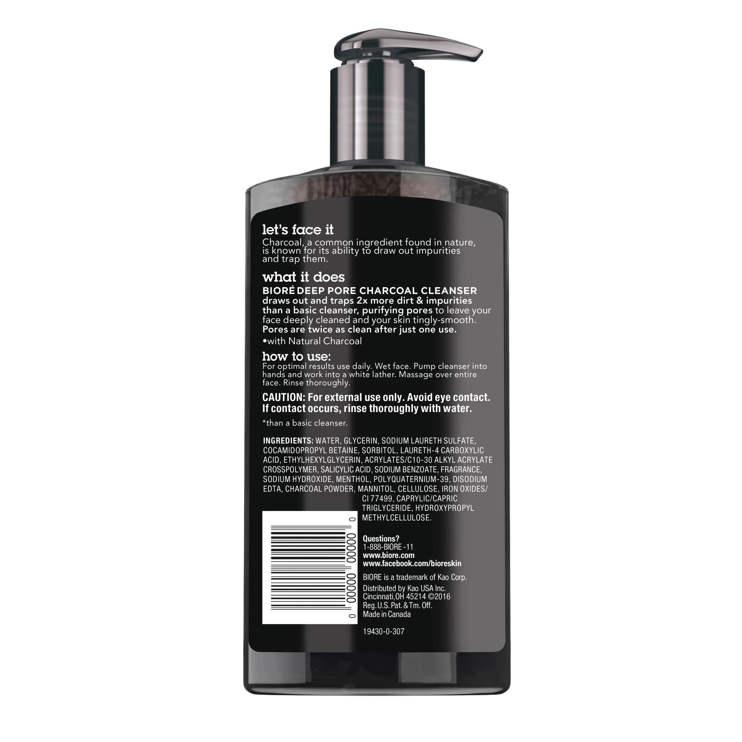 Biore Deep Pore Charcoal Face Wash, Daily Facial Cleanser for Dirt & Makeup Removal, for Oily Skin, 6.77 Oz, Pack of 3 - Image 2
