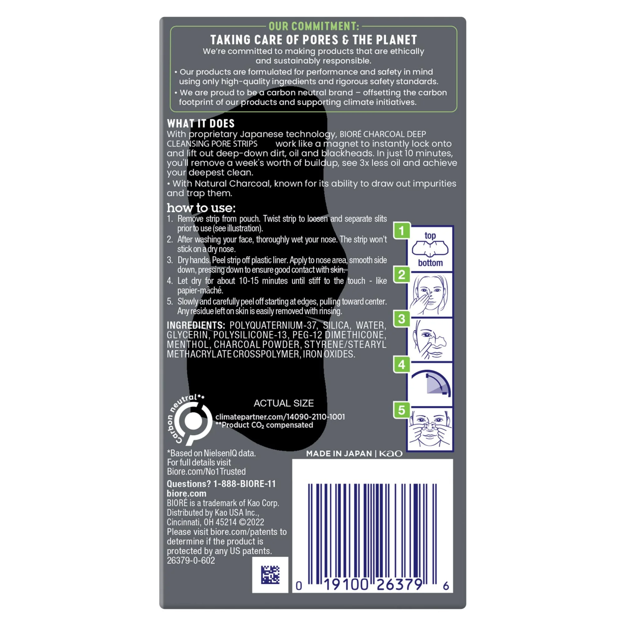 Bioré Men's Blackhead Remover Pore Strips, Charcoal Deep Cleansing Nose Strips for Blackhead Removal on Oily Skin, 6 Count (Pack of 4) - Image 3
