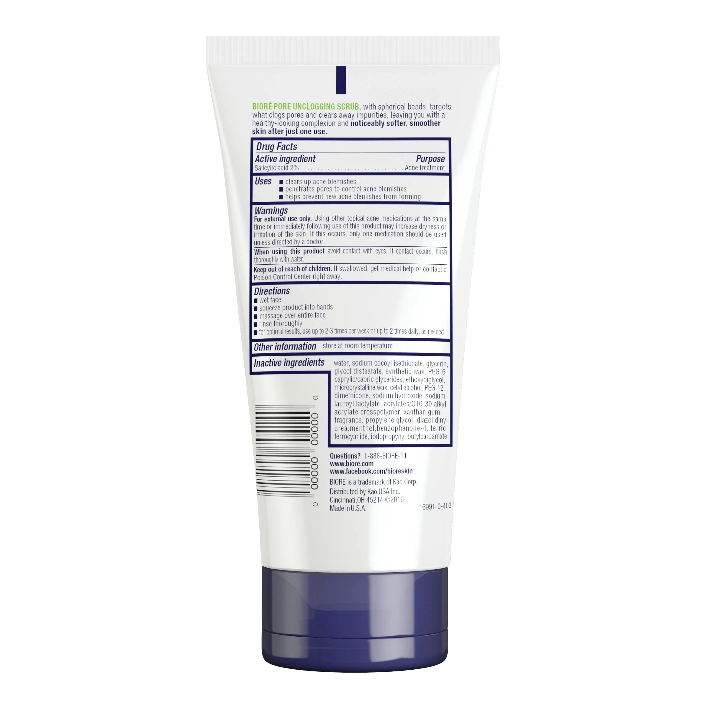 Bioré Pore Unclogging Scrub, Removes Excess Dirt and Oils, Face Scrub, with Salicylic Acid, Oil Free, (HSA/FSA Approved), 5 Ounces - Image 2
