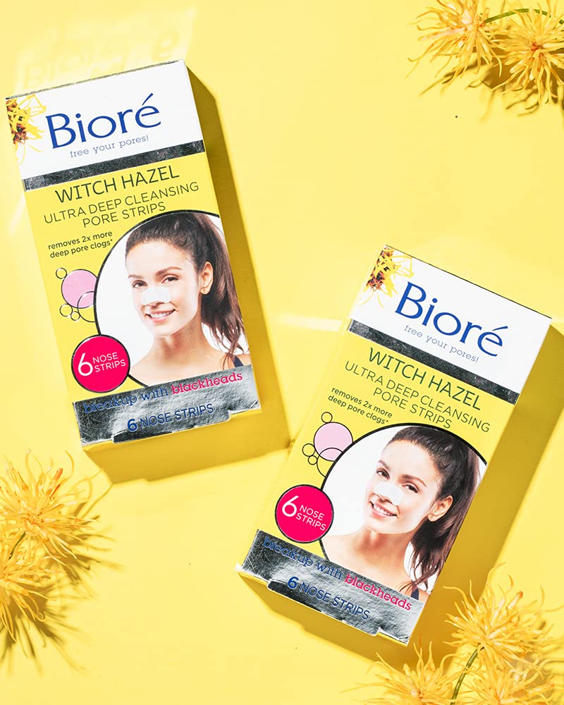 Bioré Witch Hazel Ultra Cleansing Pore Strips, Nose Strips, Clears Pores up to 2x More than Original Pore Strips, 6 Ct, features C-Bond Technology, Oil-Free, Non-Comedogenic Use (Packaging May Vary) - Image 2